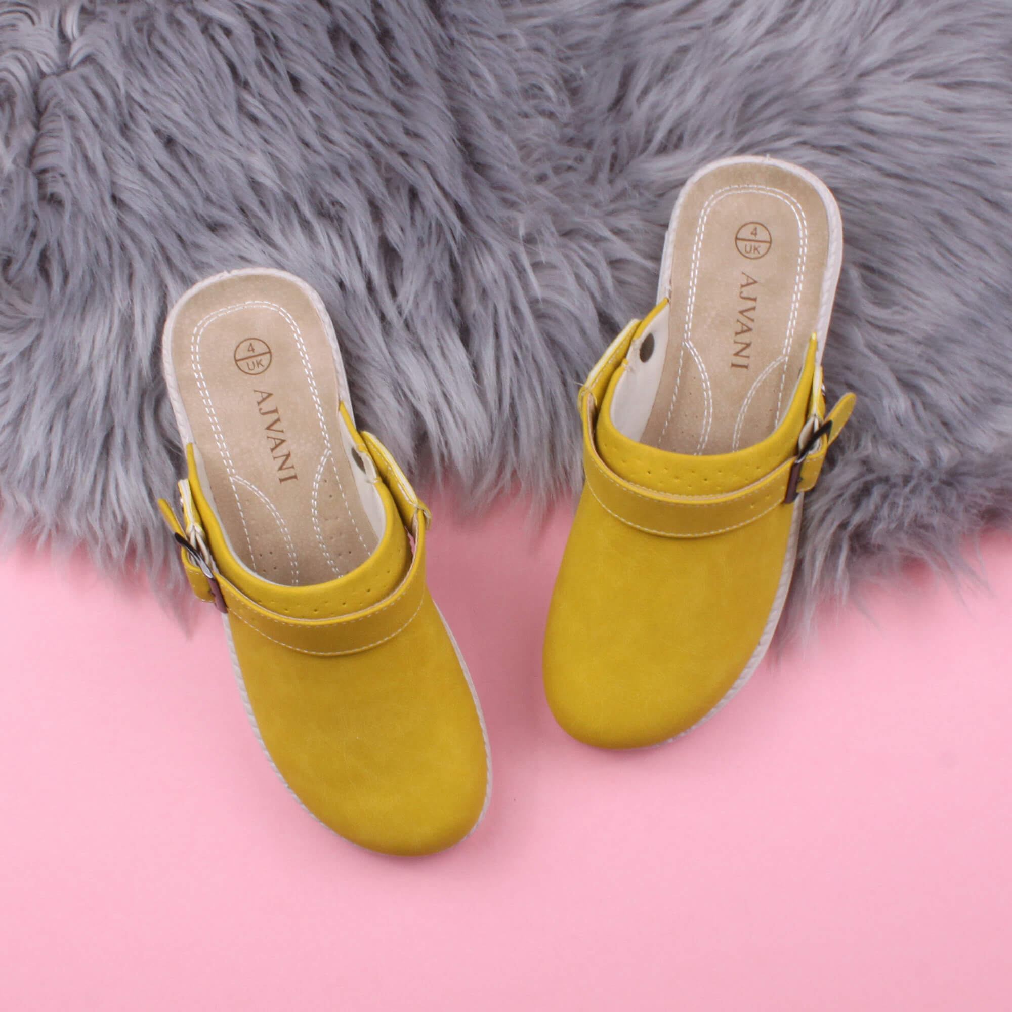 Pale Green AJVANI Pale Green Low Wedge Slingback Clogs Mules, Image 4 of 6