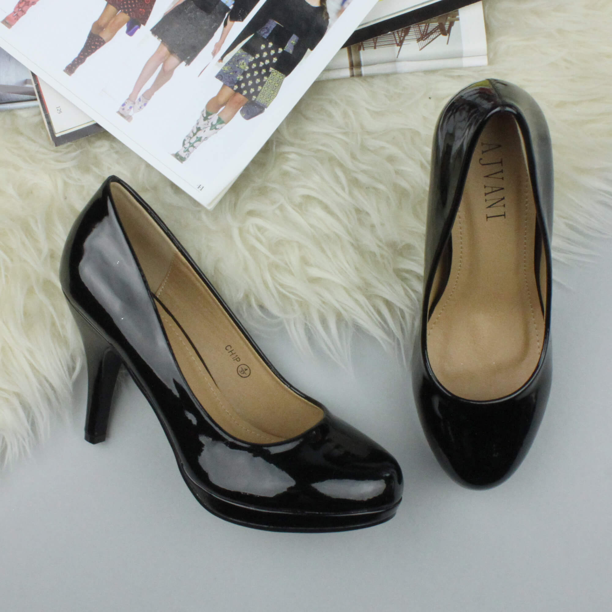 Black High Heel Court Shoes, Image 4 of 6