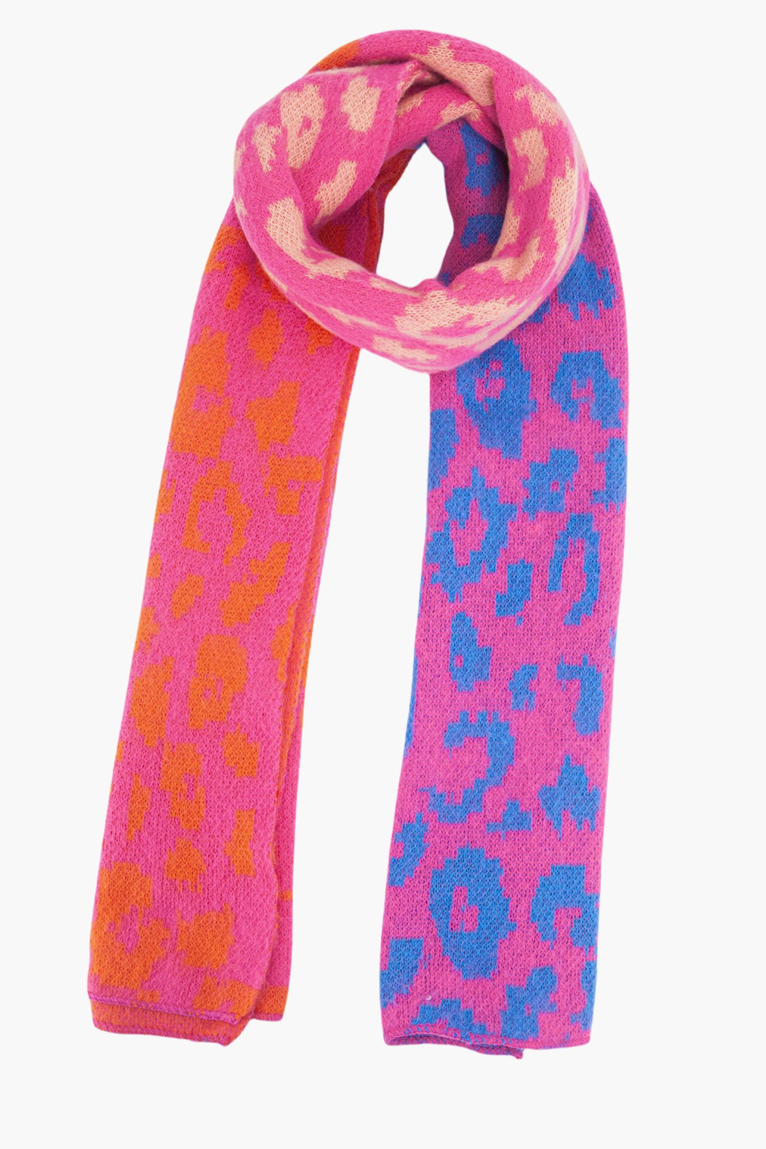 Pink Block Leopard Print Winter Scarf, Image 1 of 4