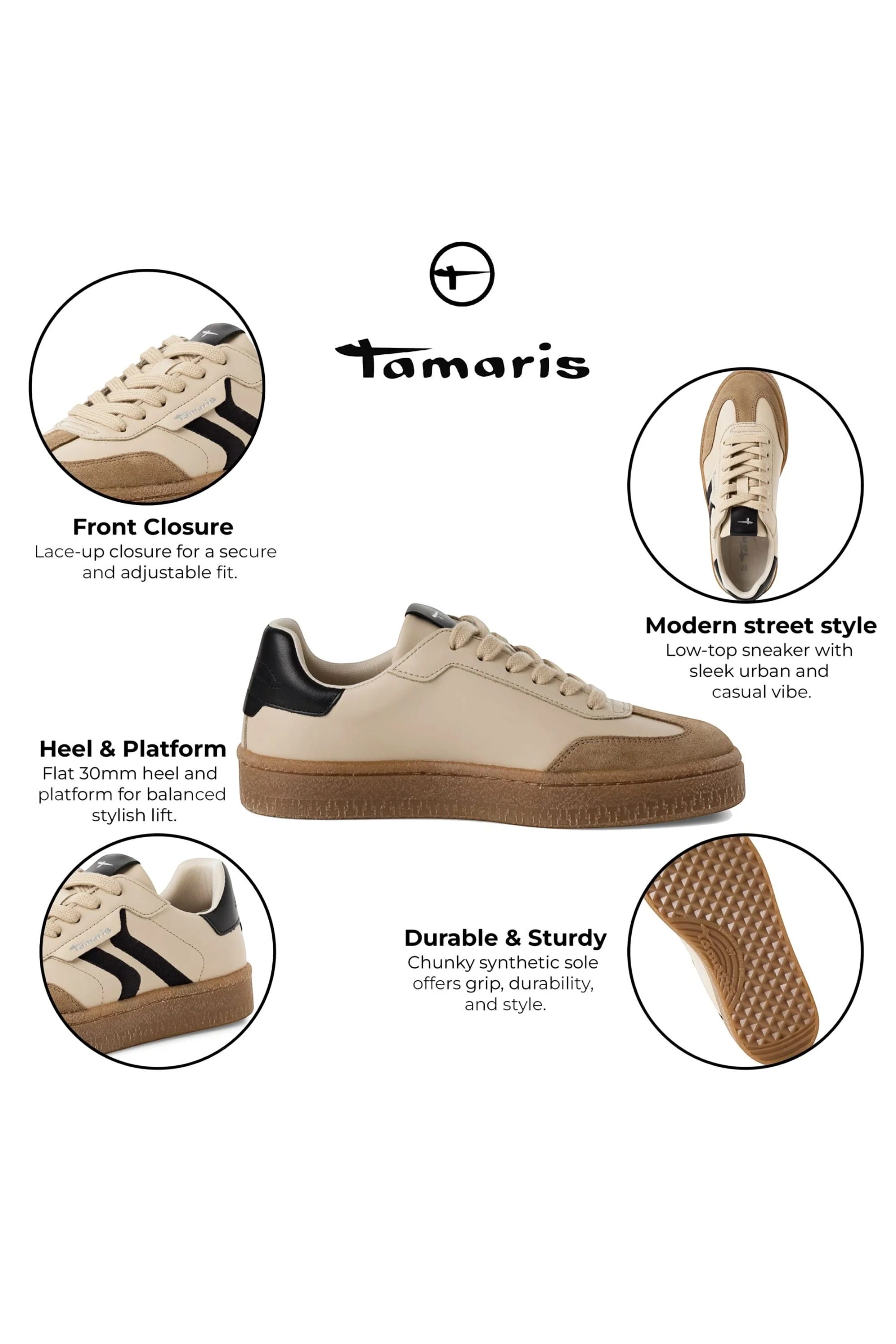 Beige Tamaris Beige Tamaris Womens Beige Brown Suede Sneaker, Image 2 of 7