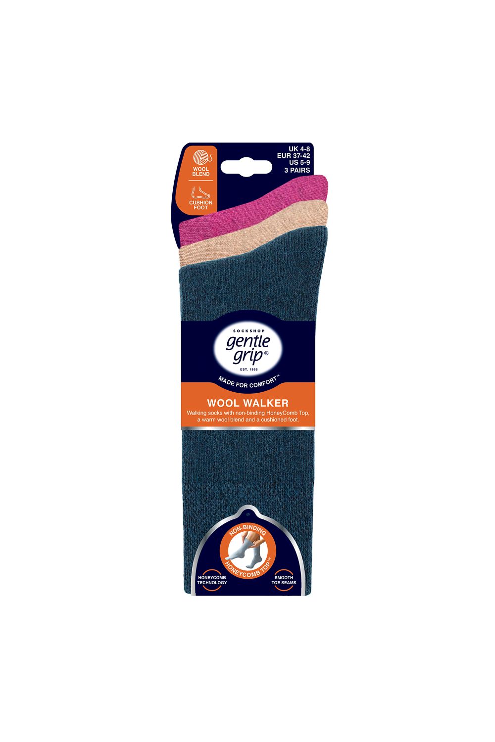 Pink 3 Pack Wool Boot Socks Warm Cushioned Socks, Image 2 of 2
