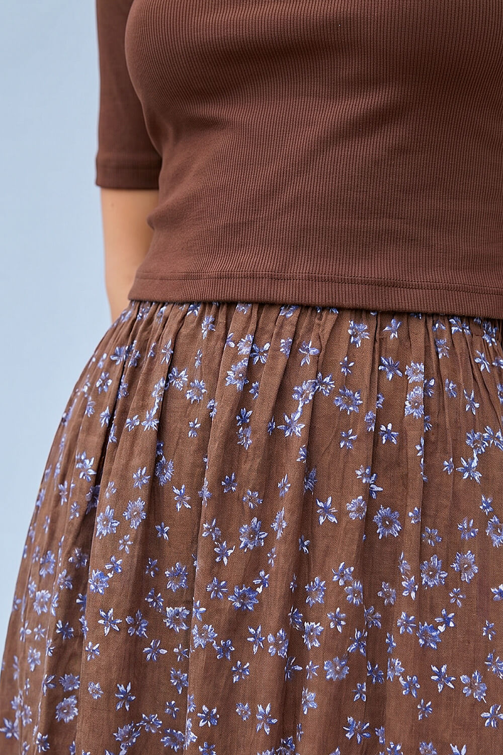 Chocolate Floral Print Knit Dress, Image 5 of 4