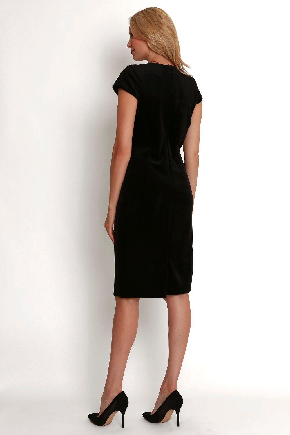 Black Julianna Velvet Shift Dress, Image 4 of 3
