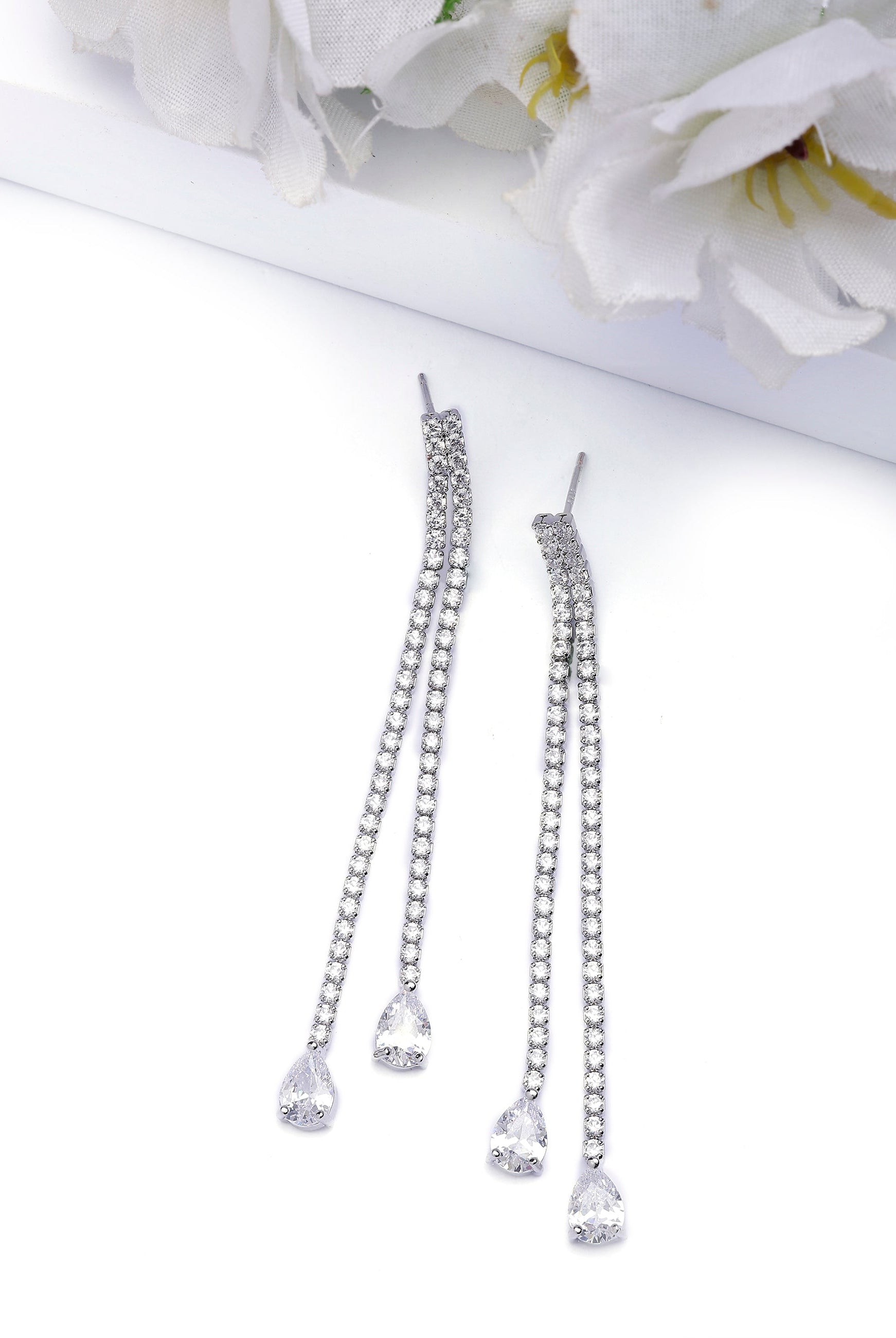 Silver Silver Double Long Earrings, Image 2 of 4