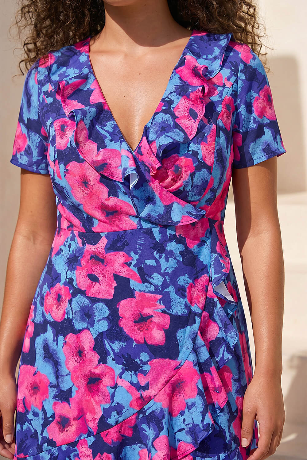 Pink Petite Floral Wrap Dress, Image 5 of 4