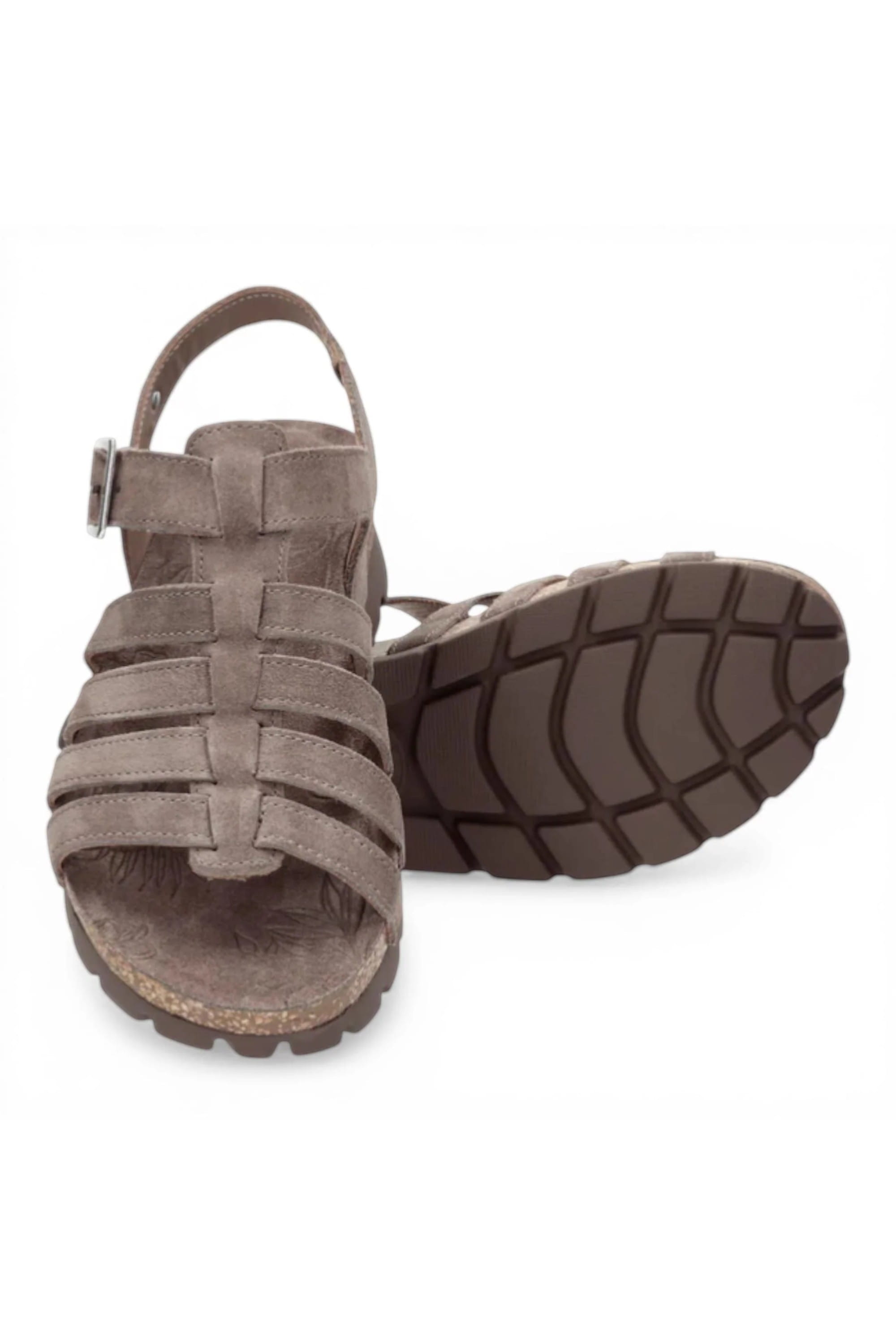 Grey Womens Suede Wedge Sandals - Sasha B6, Image 5 of 8
