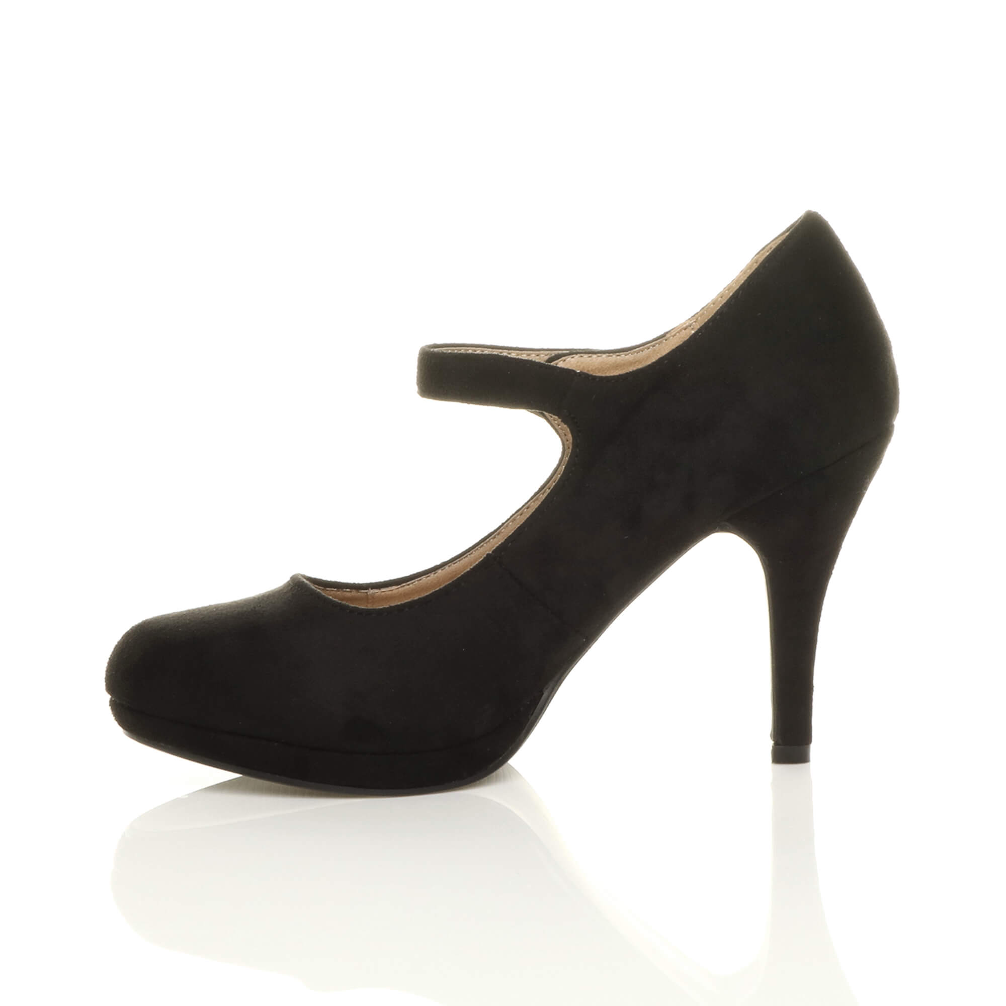 Black AJVANI Black High Heel Mary Jane Court Shoes, Image 3 of 6