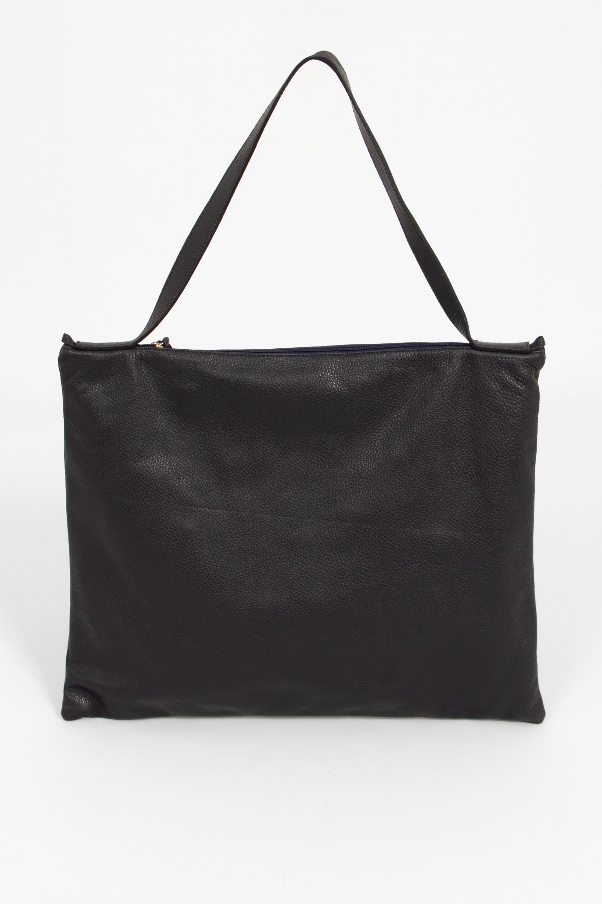 Navy Blue Italian Leather Tote Bag, Image 2 of 2