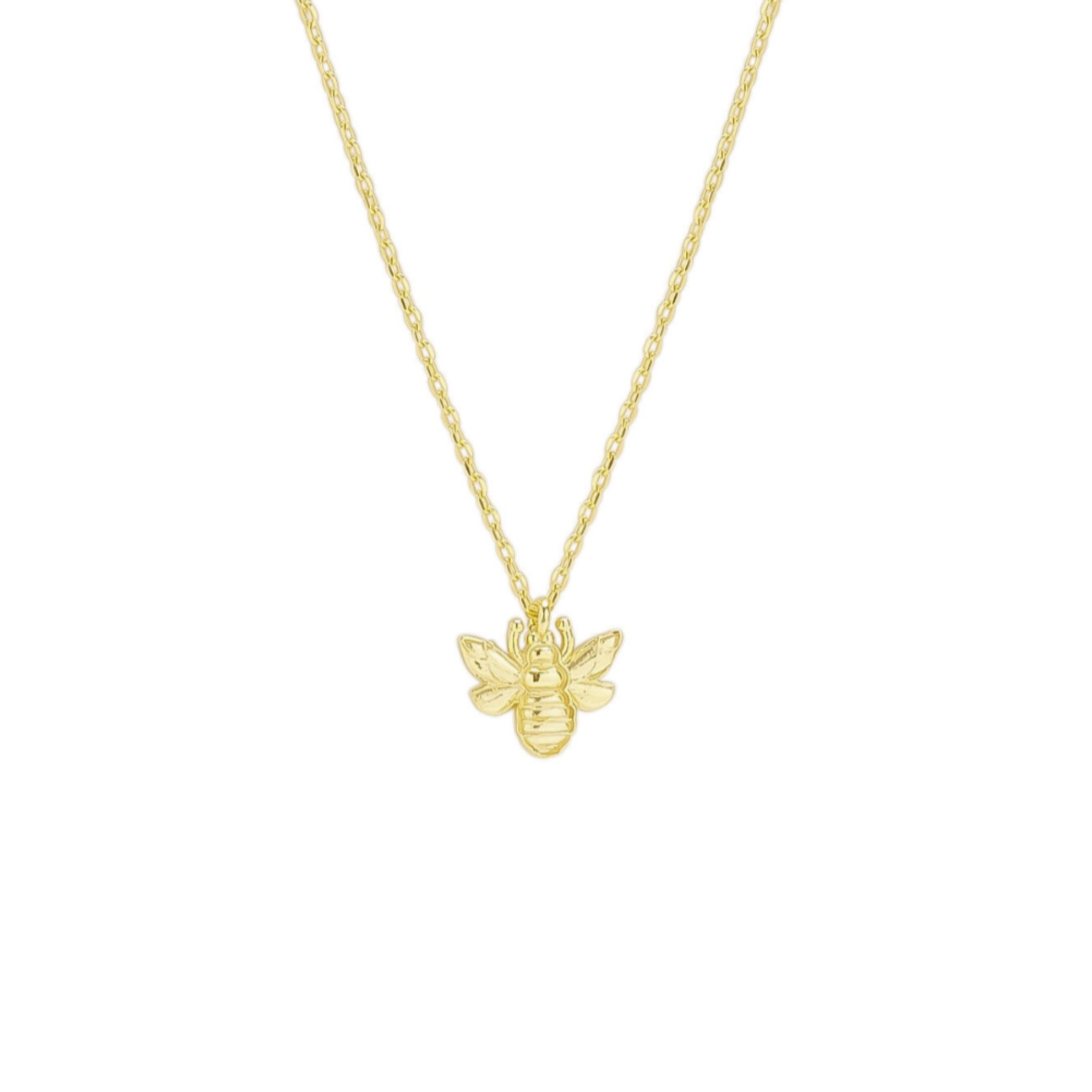 Gold Sterling Silver Bee Pendant Chain Necklace, Image 1 of 5
