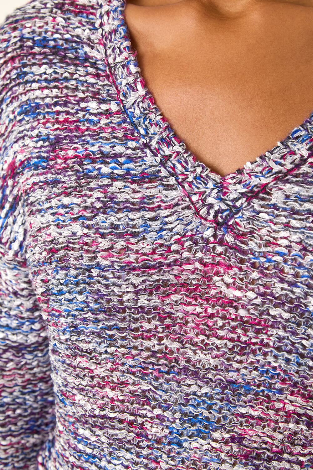 Blue Tape Yarn V-Neck Knit Jumper , Image 6 of 5
