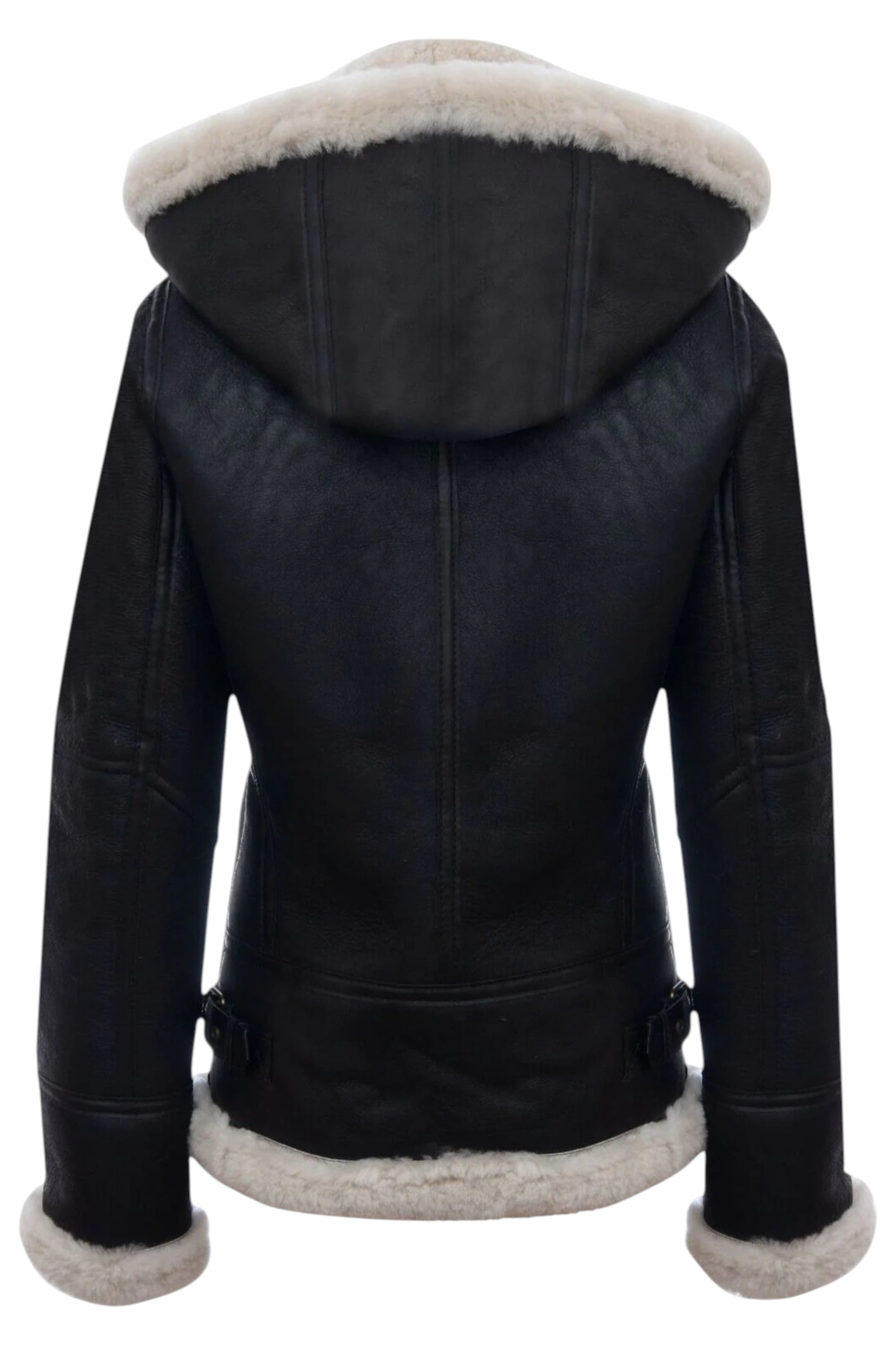 Biscuit Hooded Sheepskin Flying Leather Jacket, Image 6 of 8