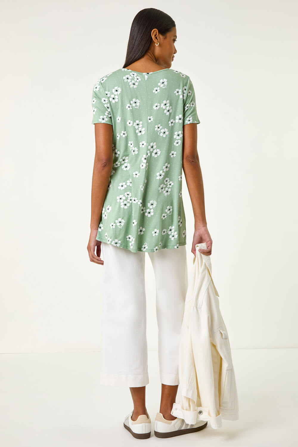 Sage Floral Spot Print Tunic Top, Image 3 of 5