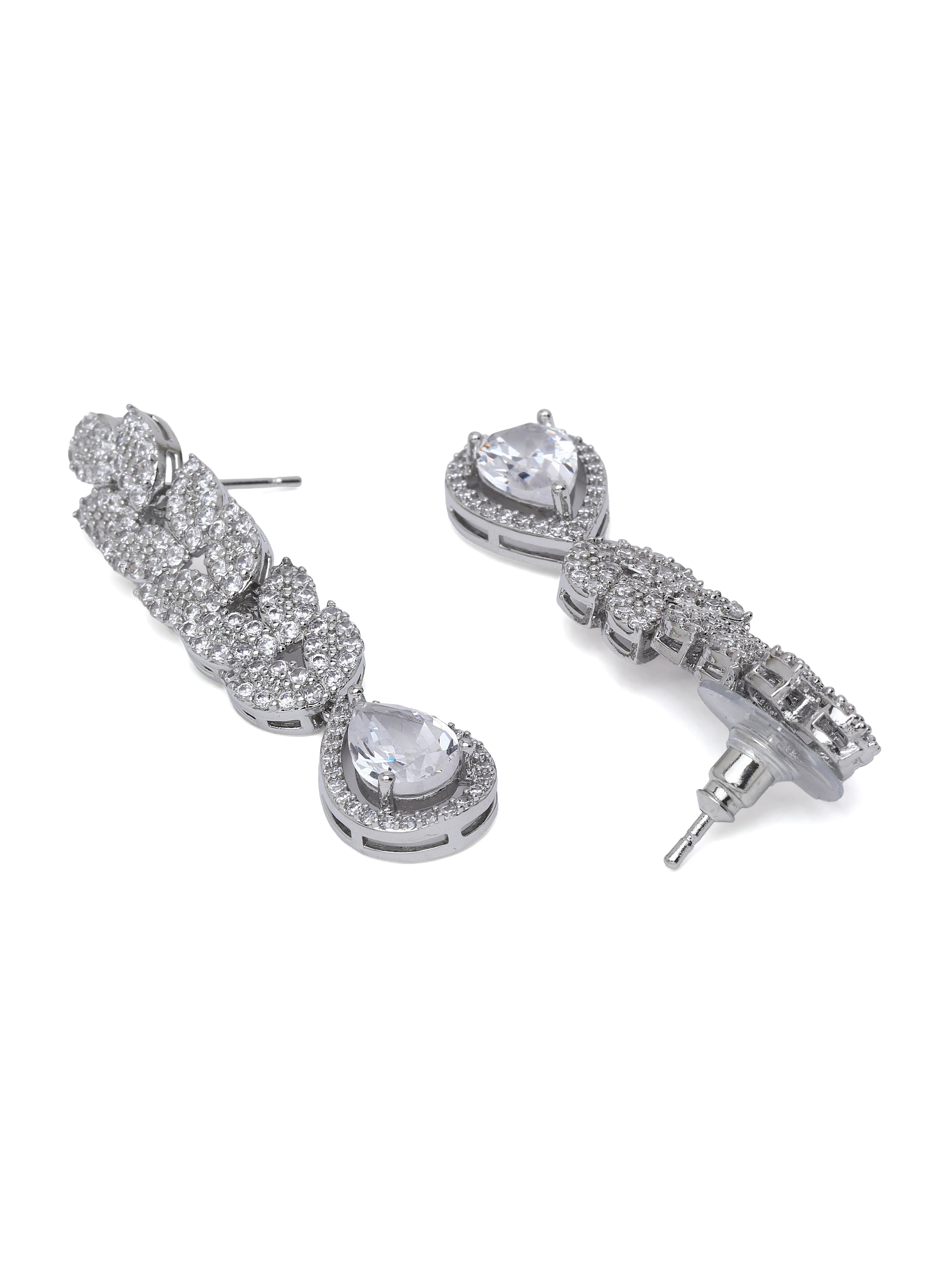 Silver AVANT-GARDE PARIS Silver Leaf Cascade Teardrop Statement Earrings, Image 2 of 3