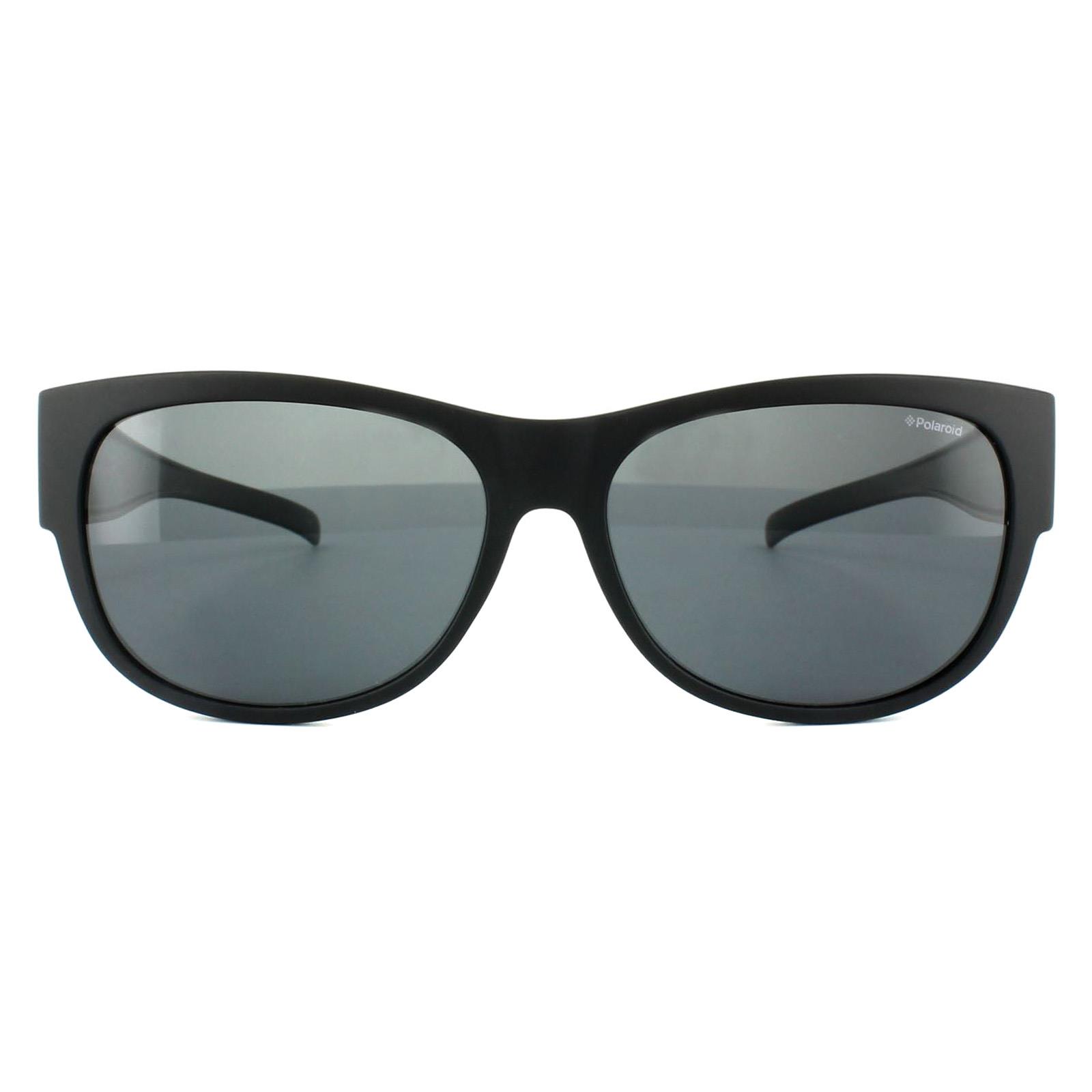 Black Suncovers Oval Matte Black Grey Polarized Sunglasses, Image 1 of 4