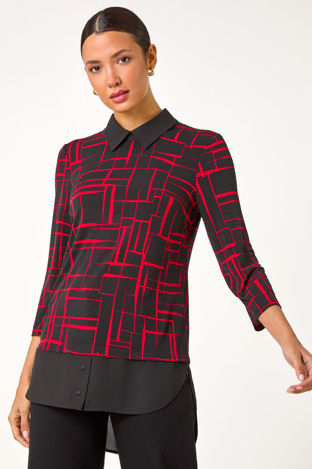Red Geometric Print 2 in 1 Top, Image 5 of 5