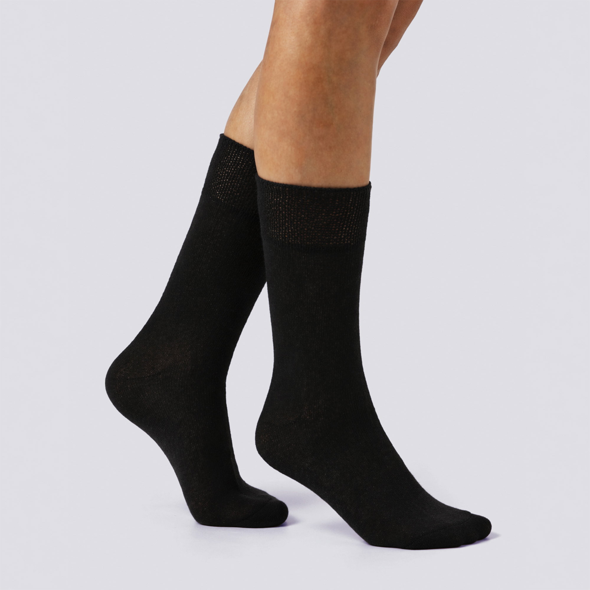 Black 6 Pack Ladies Bamboo Non Elastic Socks Soft Breathable Everyday Comfort, Image 3 of 3