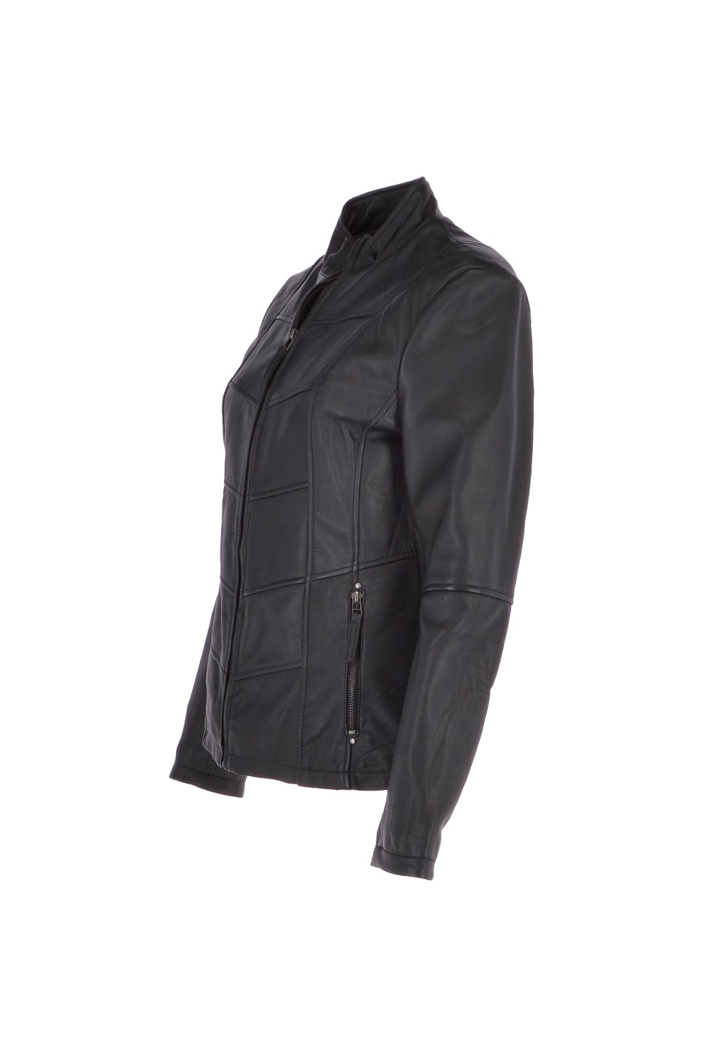 Black Ashwood Leather Black 'Isla' Real Leather Mandarin Collared Jacket, Image 2 of 4