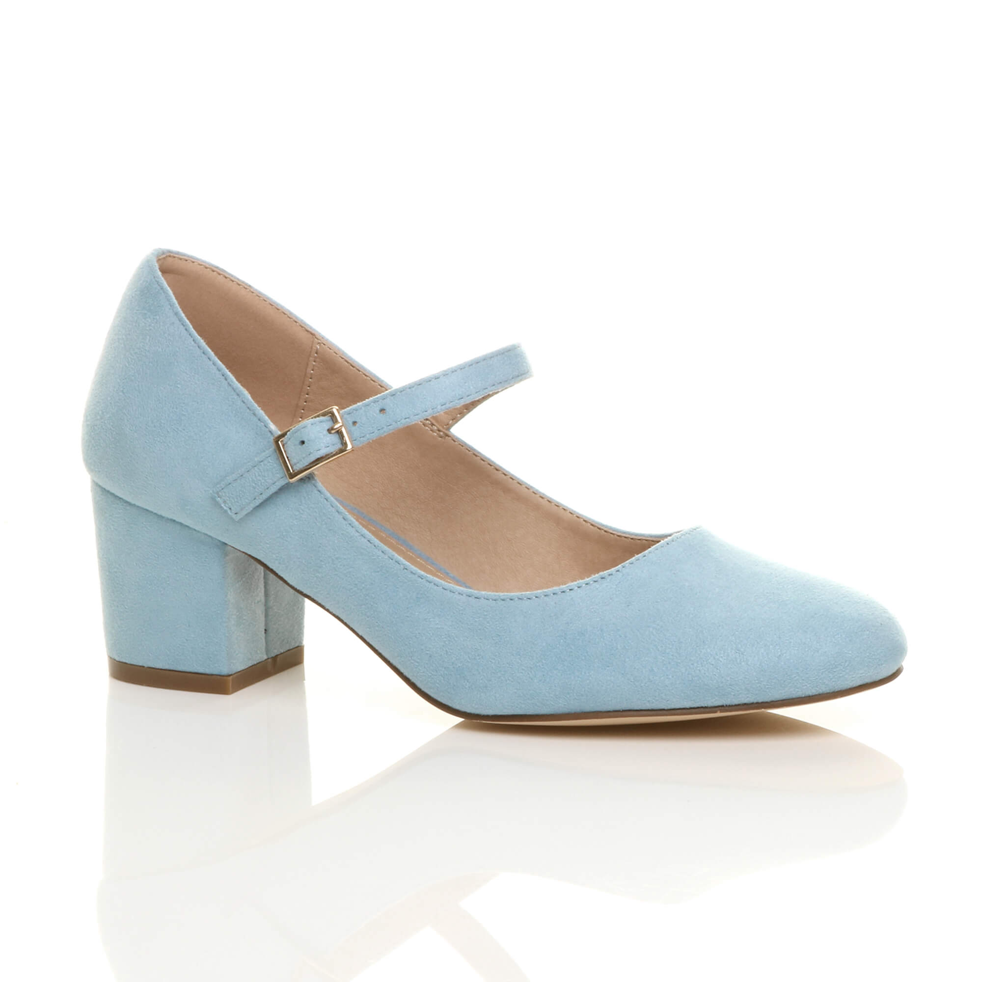 Purple Mid Block Heel Mary Jane Court Shoes
