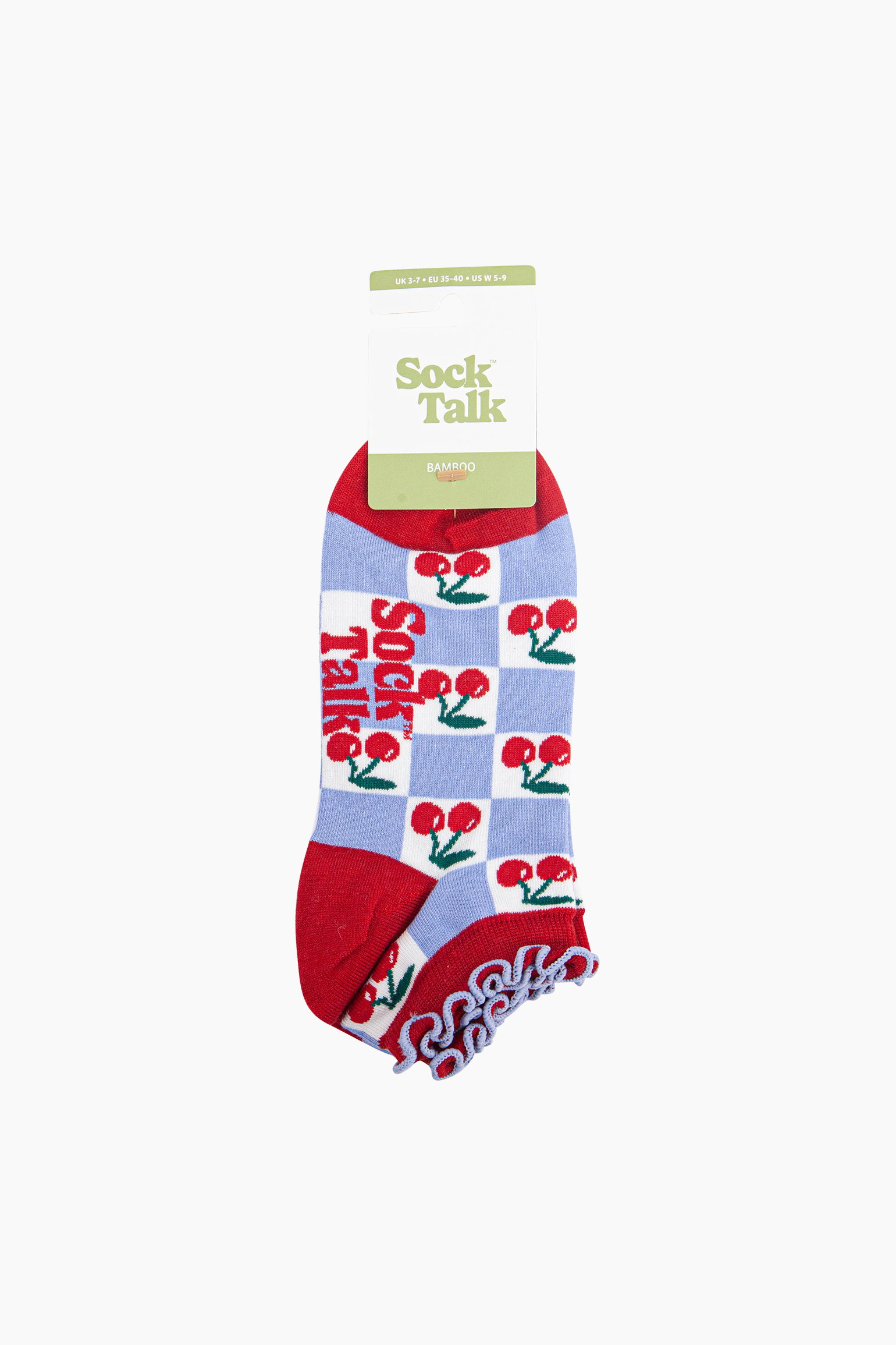 Multi Cherry Checkerboard Bamboo Trainer Socks, Image 4 of 4