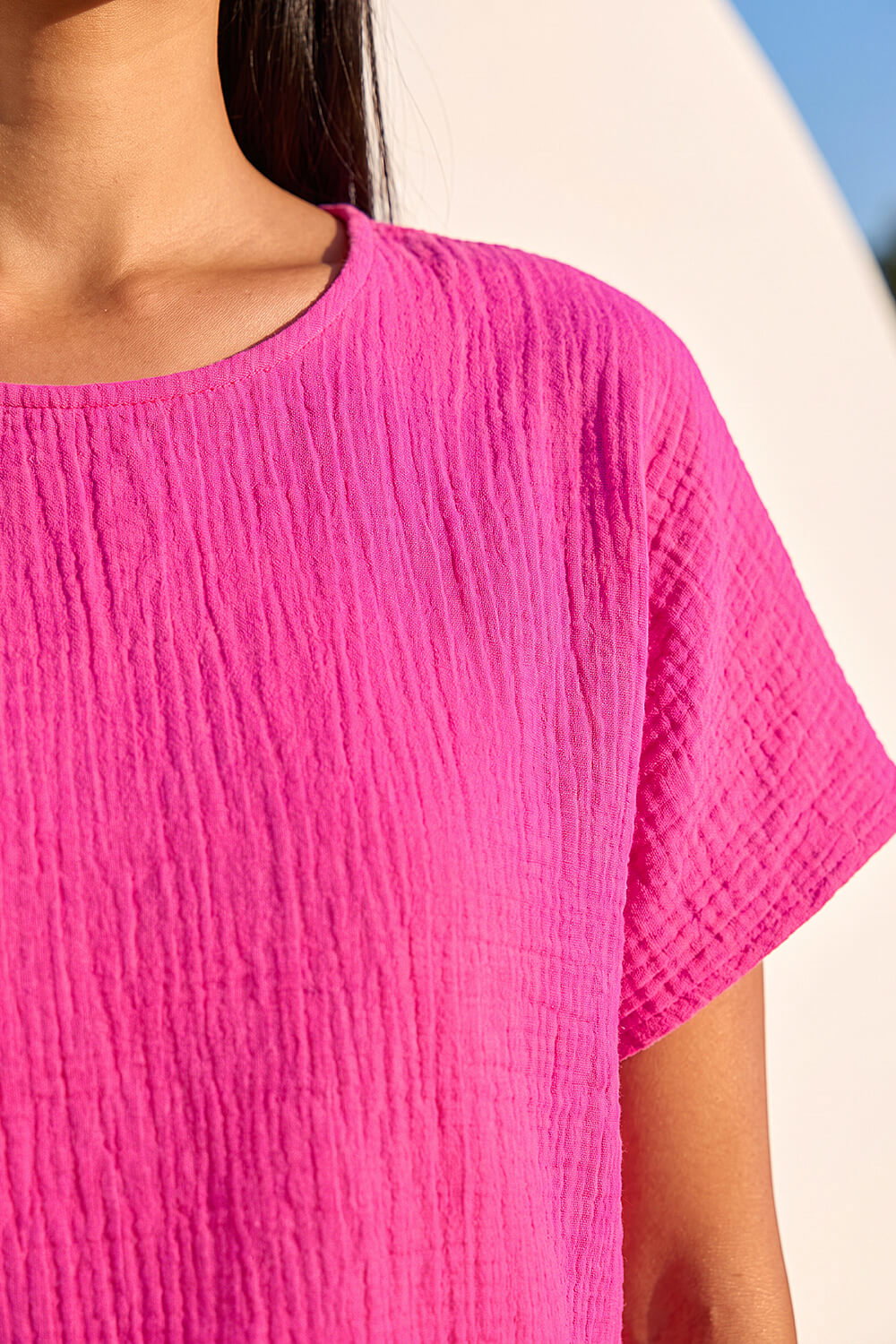 Fuchsia Cotton Top Overlay Midi Dress, Image 5 of 4
