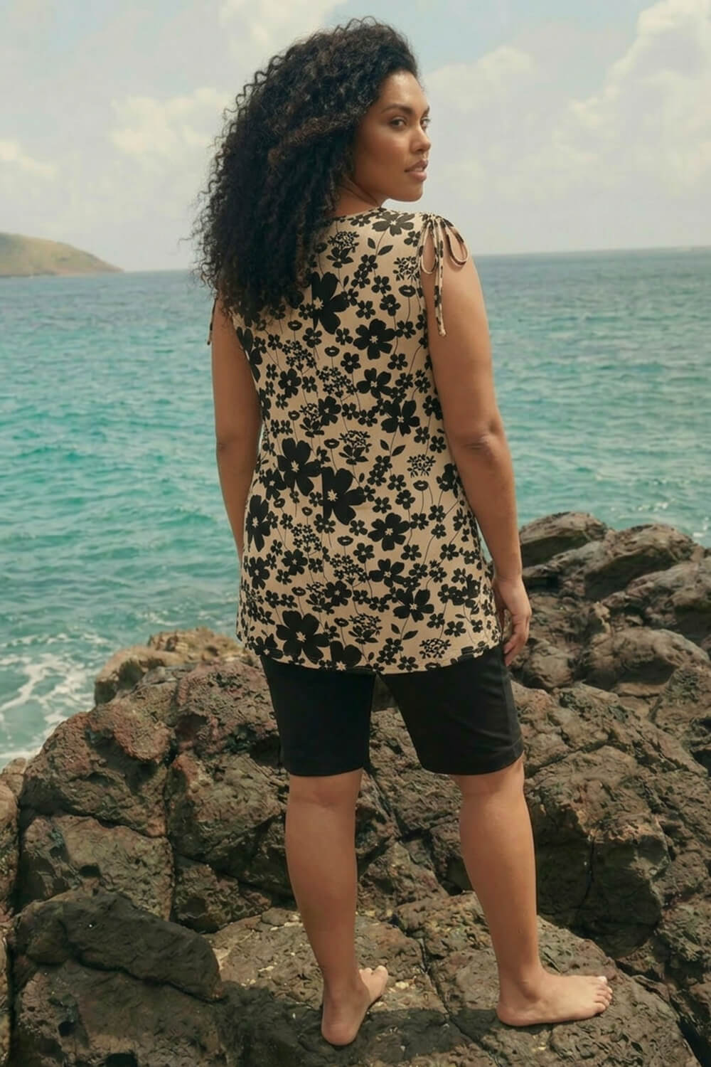 Stone Curve Floral Print Vest Top, Image 4 of 4