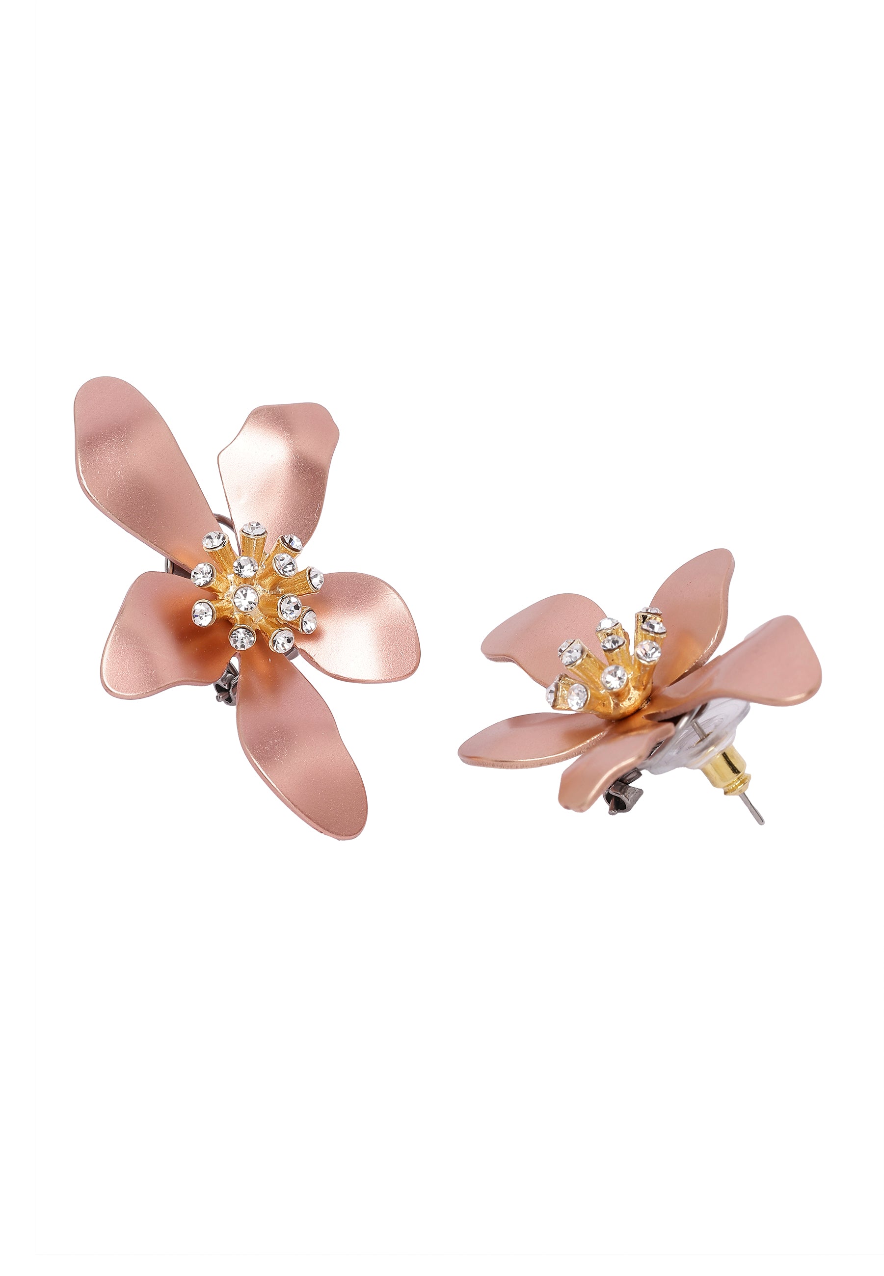 Beige Floral Stud Earrings, Image 3 of 5