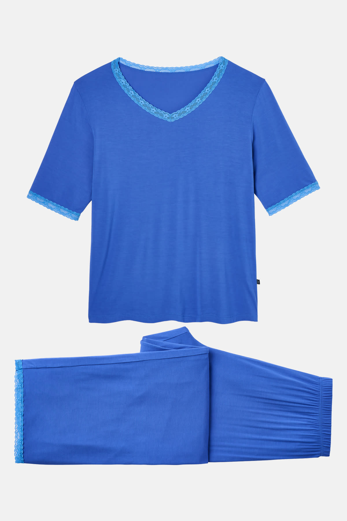 Royal Blue British Boxers Royal Blue "Ultra Blue" Bamboo Lace Pyjama Set, Image 4 of 6
