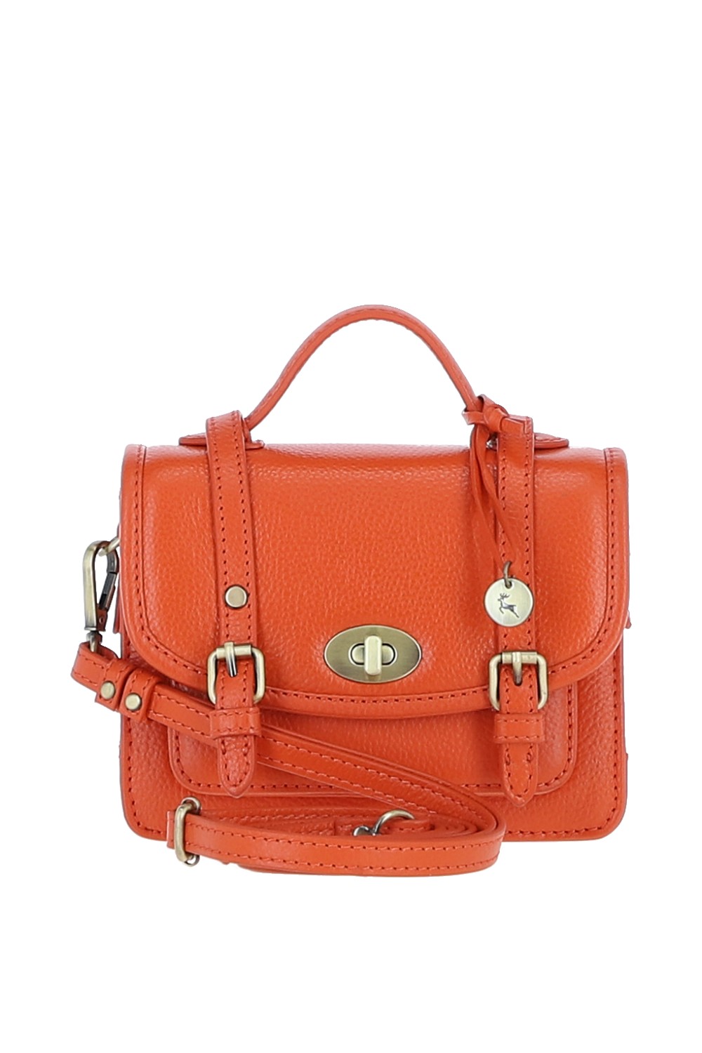 Orange Stylish Real Leather Small Satchel Bag, Image 1 of 4