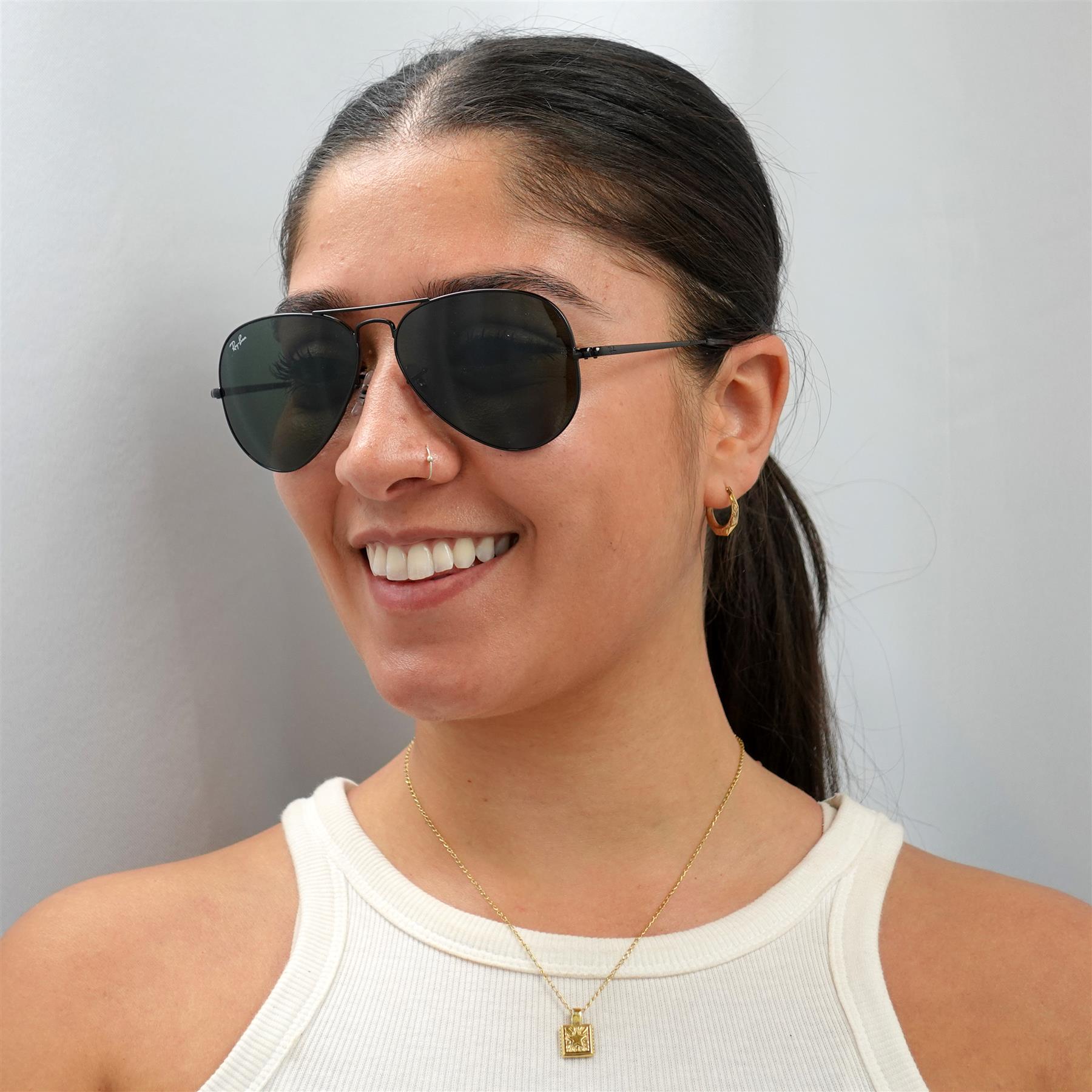 Black Ray-Ban Black Aviator Black Green Sunglasses, Image 6 of 6