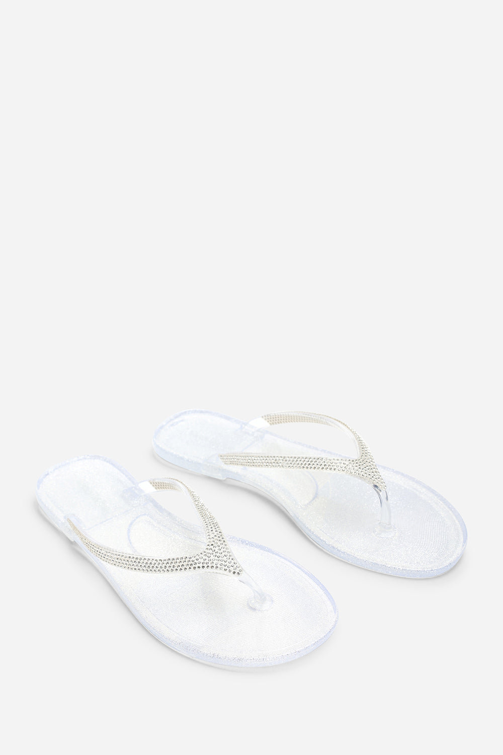White Where's That From White Giuliana Glitter Toe Post Flip Flops, Image 4 of 6