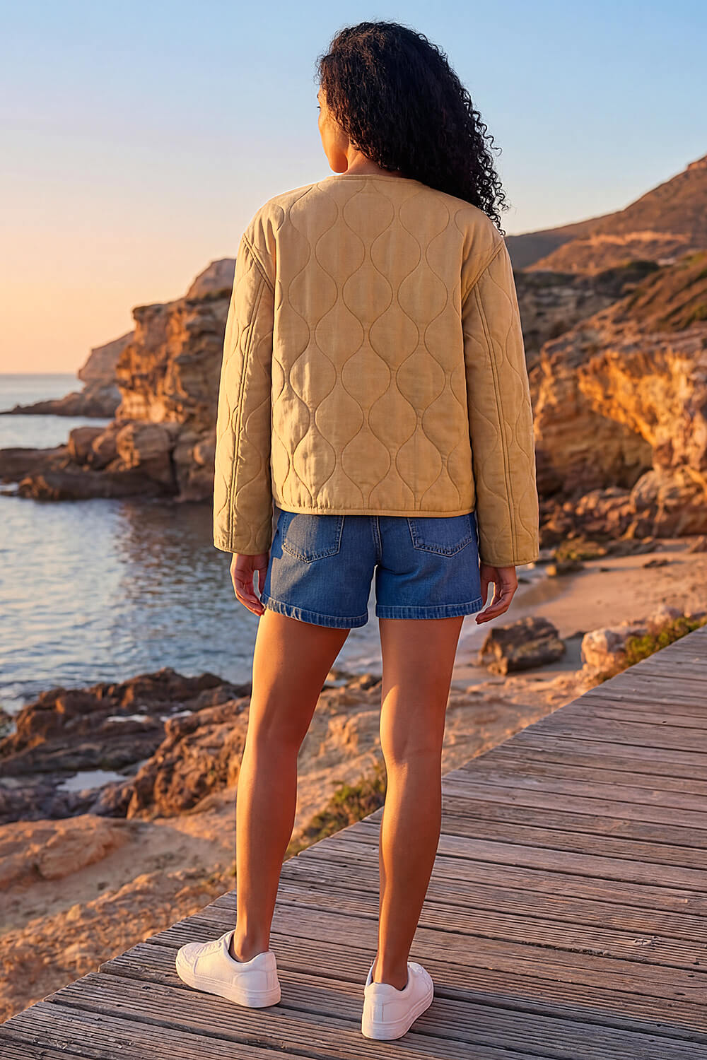 Stone Cotton Twill Quilted Jacket , Image 4 of 4