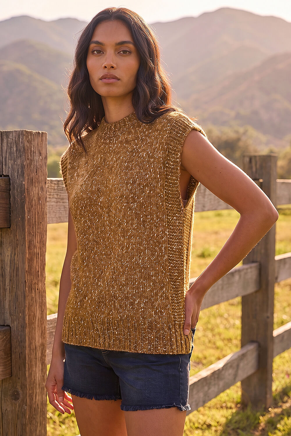 Brown Speckled Knit Vest, Image 1 of 4