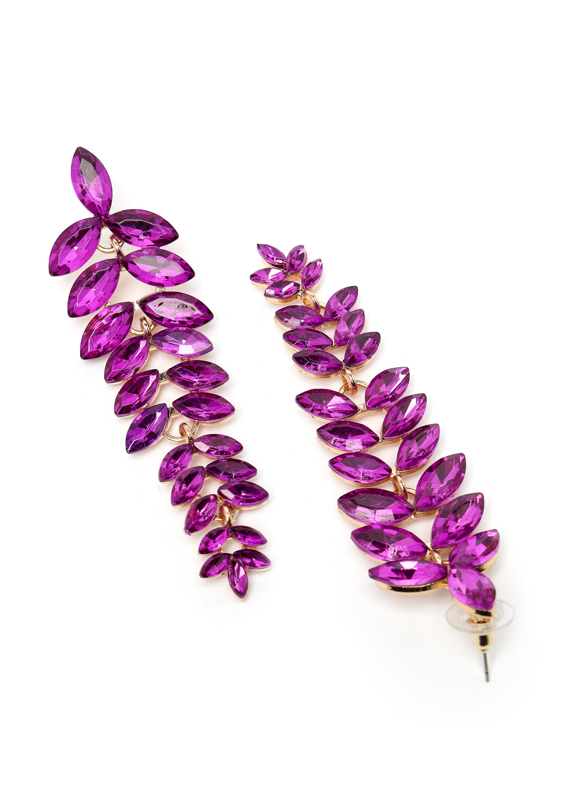 Purple AVANT-GARDE PARIS Purple Multicolored Cascading Leaf-Shaped Drop Earrings, Image 3 of 5
