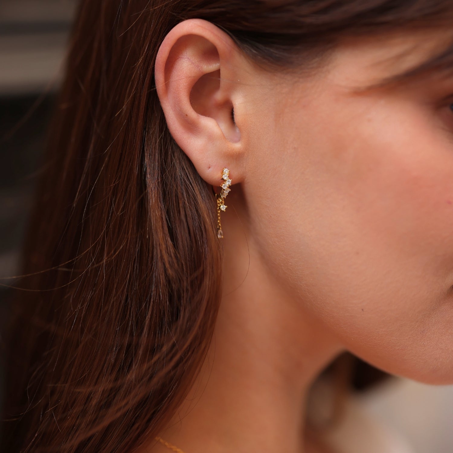 Gold Spero Gold Dripping Sterling Silver Huggie Drop Earring, Image 4 of 4