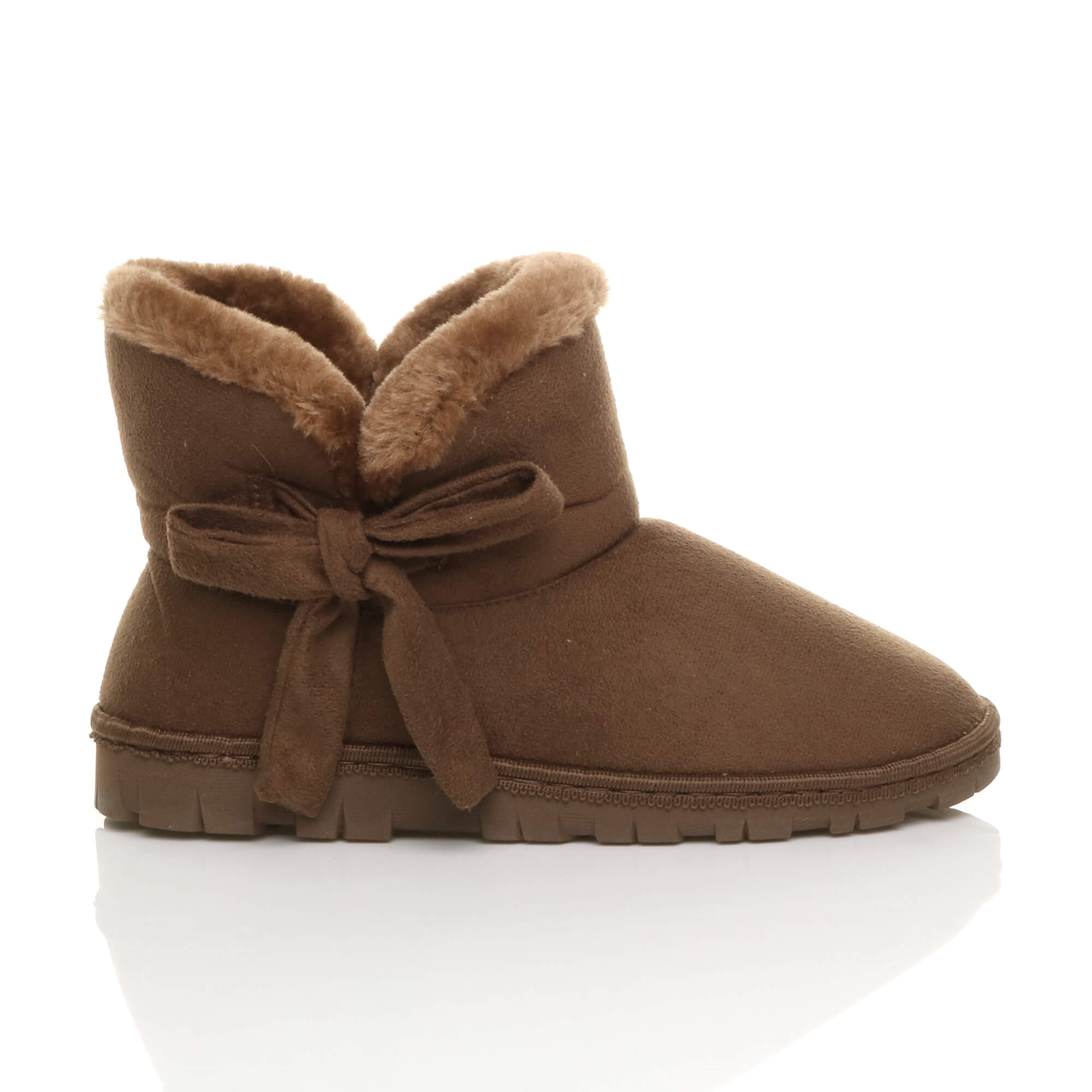 Brown AJVANI Brown Faux Fur Lined Ankle Boots Slippers, Image 2 of 6