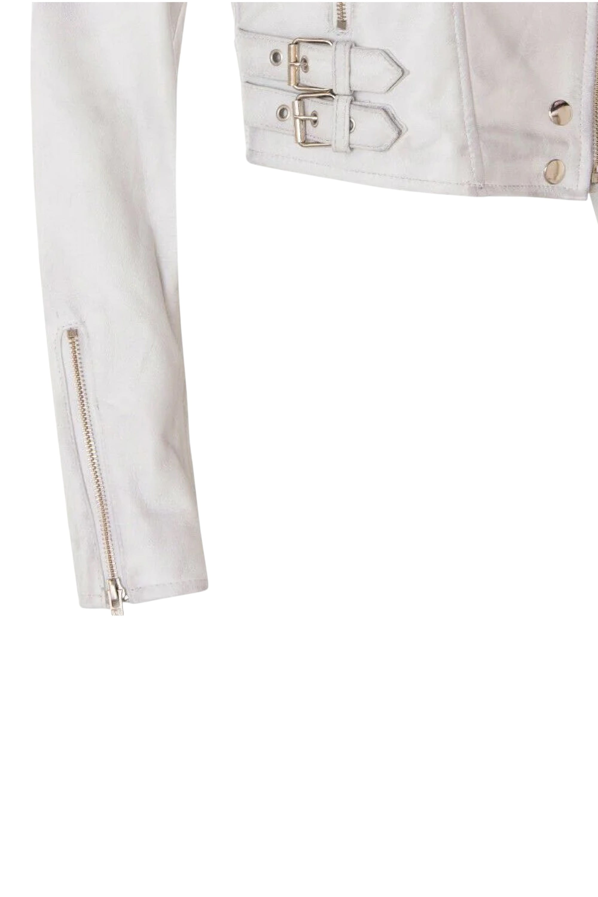White Cropped Brando Leather Biker Jacket, Image 7 of 7