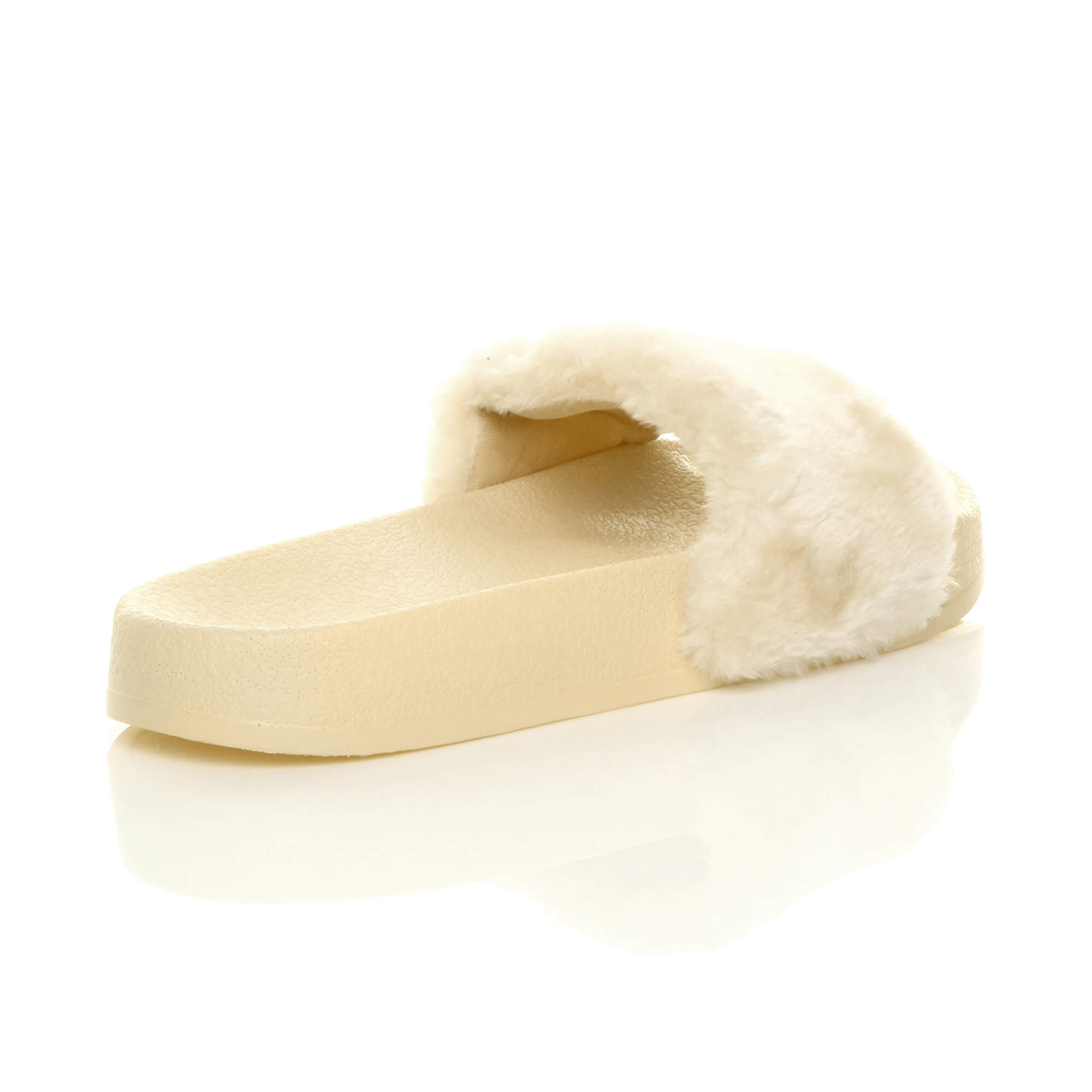 Beige Faux Fur Flip Flop Sandals Slides, Image 4 of 7