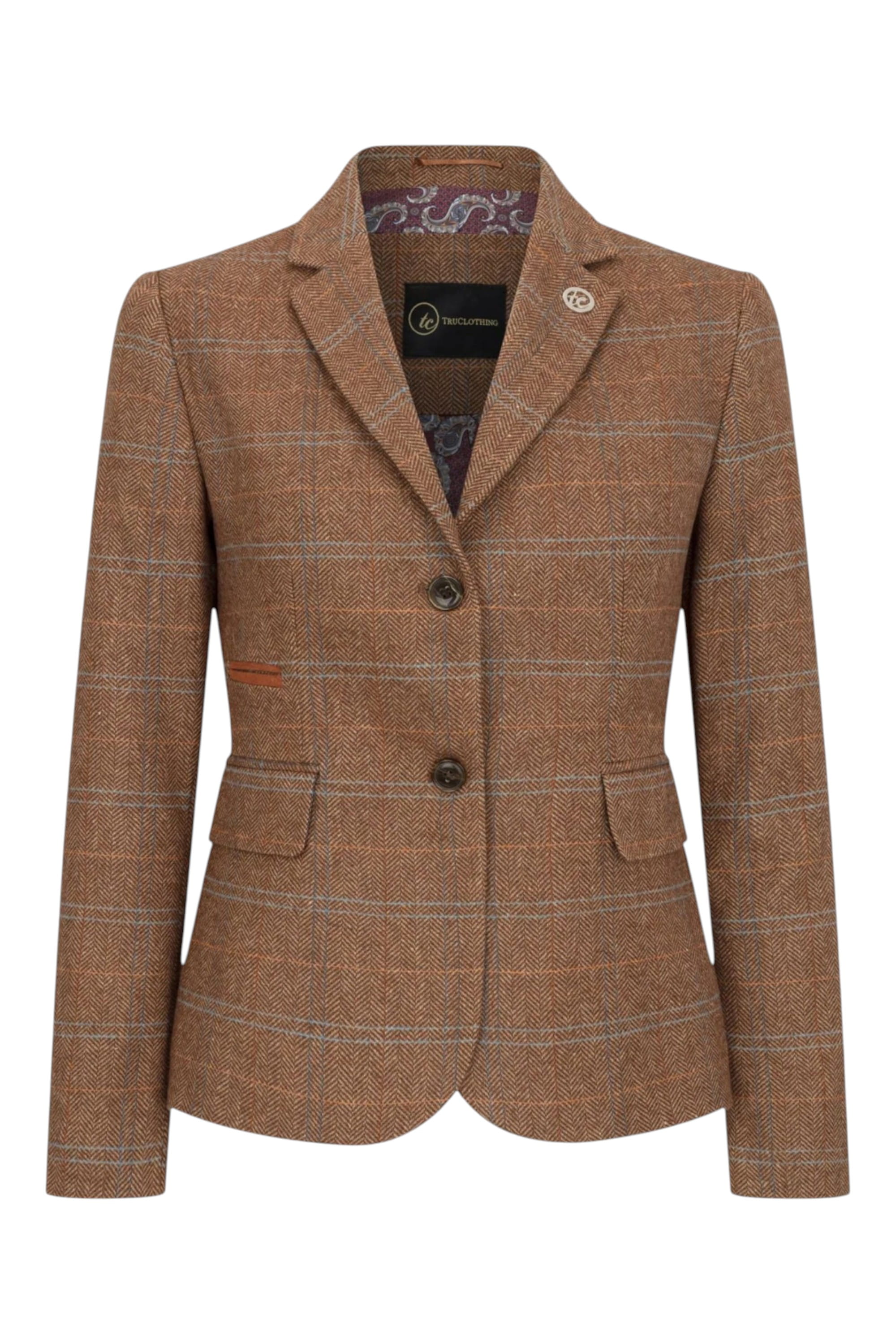 Brown Infinity Leather Brown Tweed Blazer in Herringbone Check, Image 1 of 6