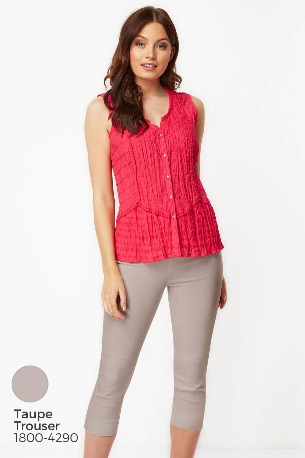 Pink Sleeveless Crinkle Blouse, Image 9 of 8