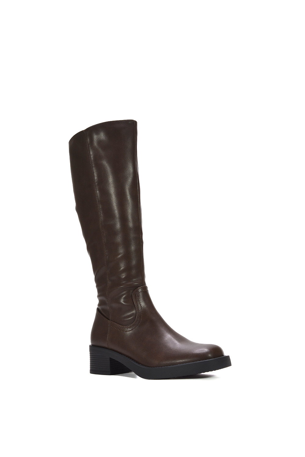 Brown XY LONDON Brown 'Nyx' Knee High Equestrian Style Biker Riding Boots, Image 2 of 7