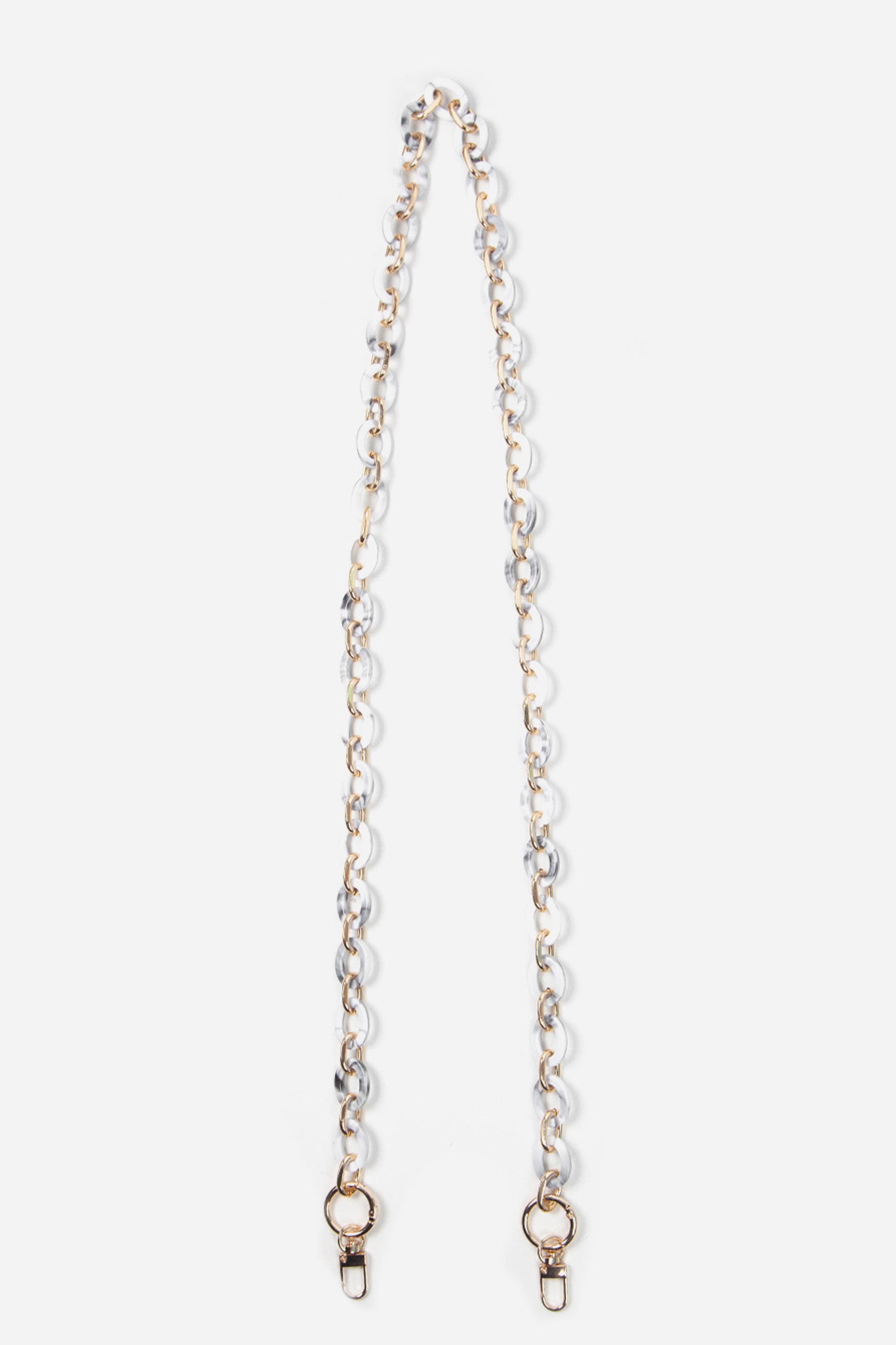White Sarta White Marbled Oval Link Acrylic Bag Strap, Image 2 of 3