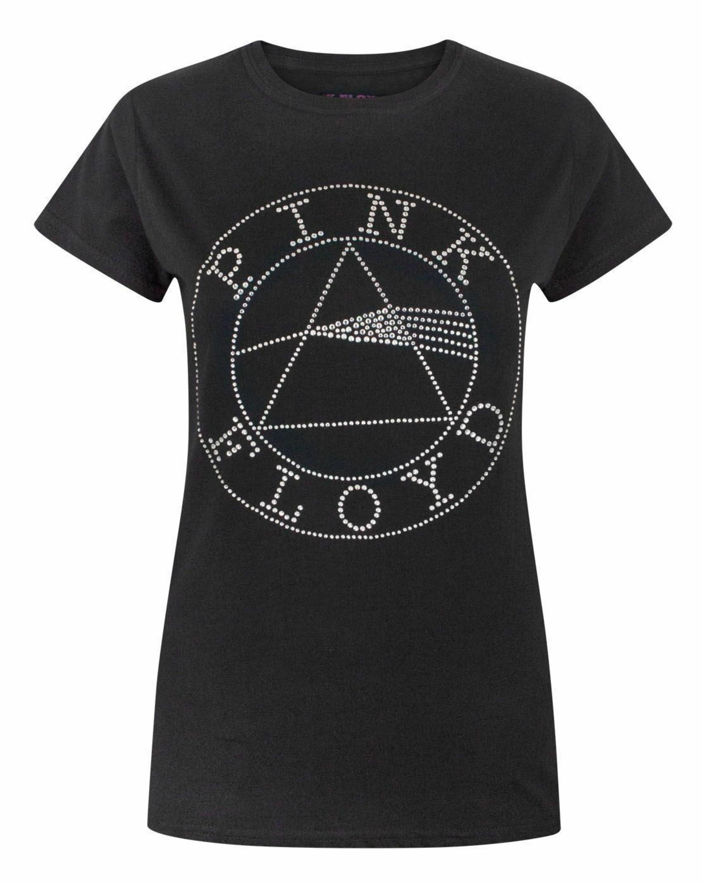 Black Pink Floyd Dark Side Of Moon Diamante T-Shirt