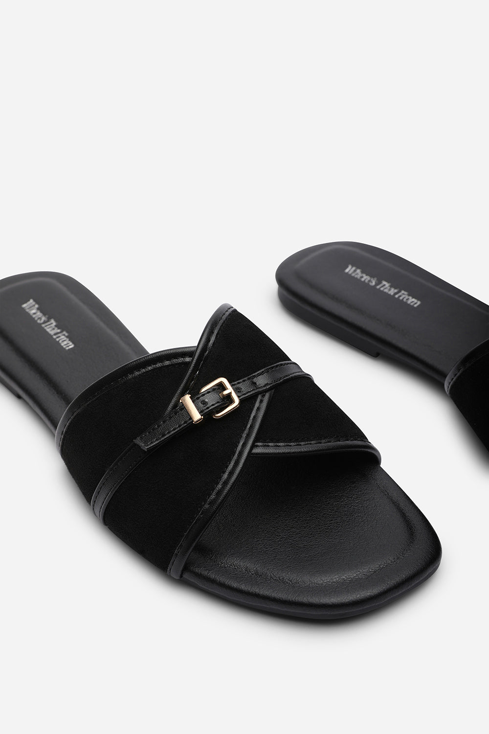 Black Cevora Cross Over Buckle Slide On Sandal, Image 5 of 6