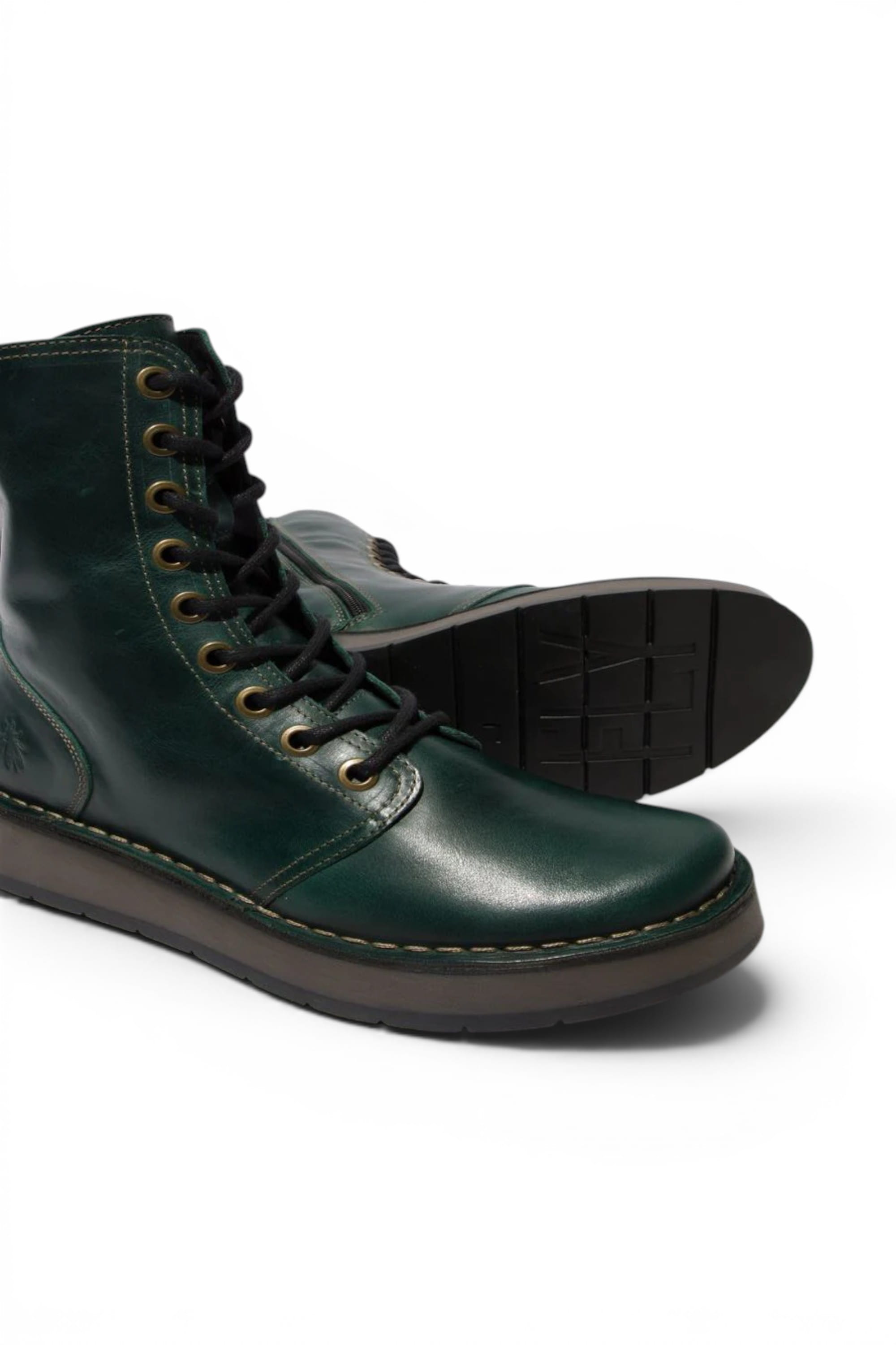 Dark Green Womens Leather Ankle Dress Boots-RAMI043, Image 5 of 5
