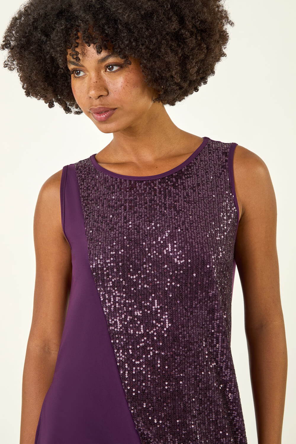 Purple Sparkly Asymmetric Stretch Vest, Image 5 of 5