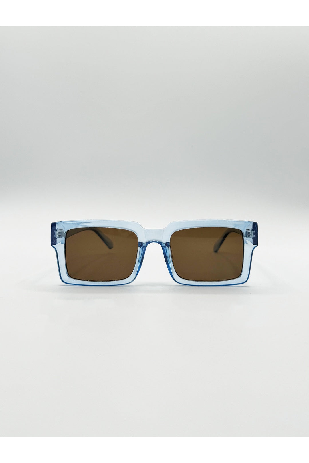 Blue Square Frame Sunglasses in Translucent Blue with Brown Lenses, Image 1 of 4