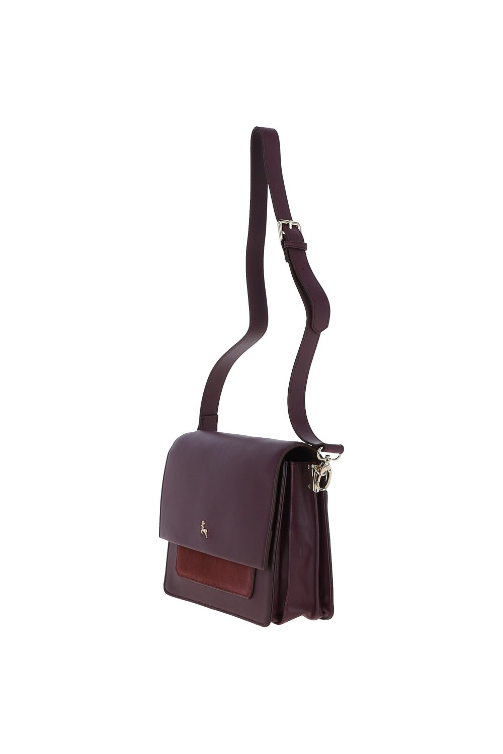 Burgundy 'Fabrizia' Two Sections Leather Shoulder Bag, Image 3 of 4