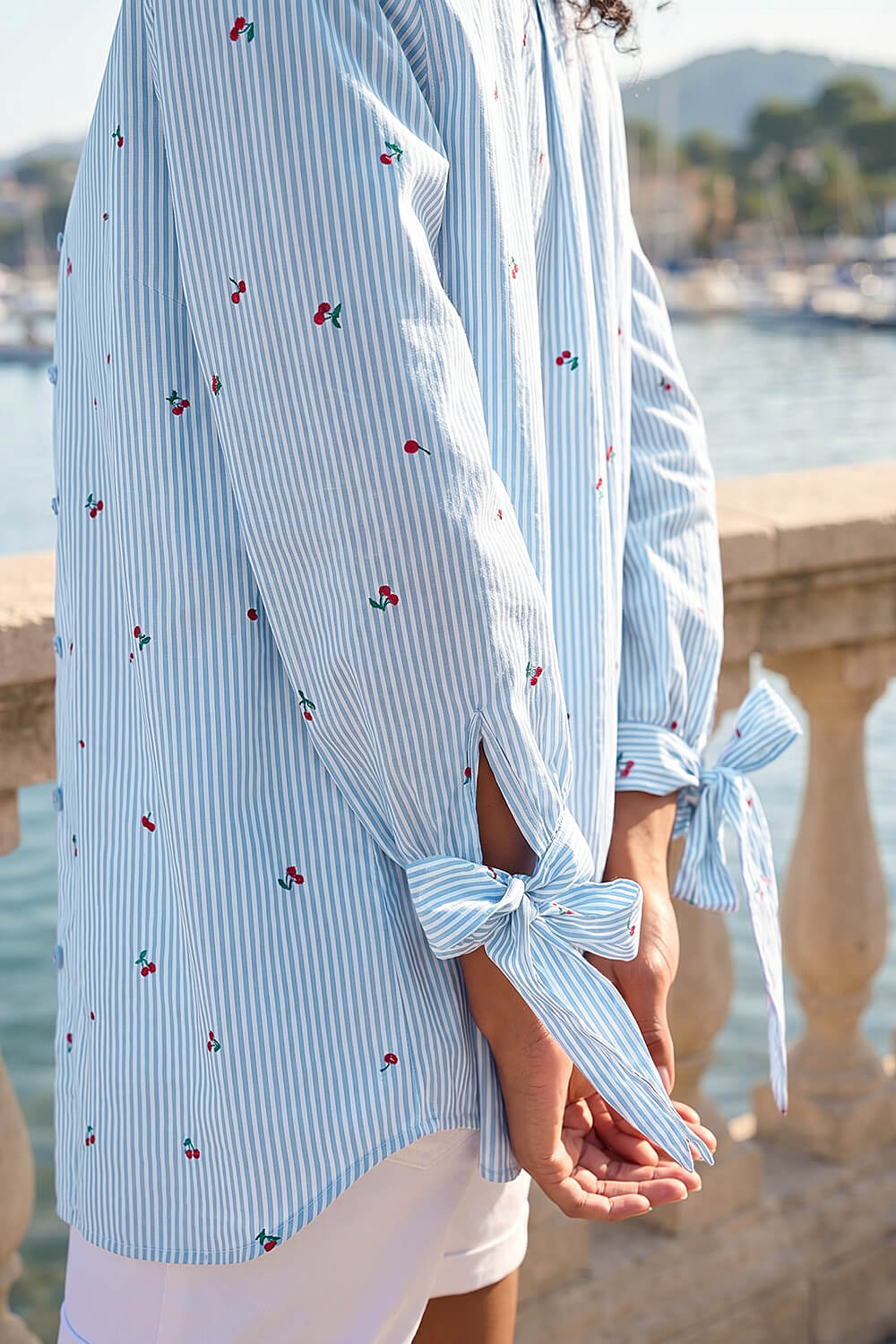 Blue Cherry Stripe Cotton Shirt, Image 4 of 4