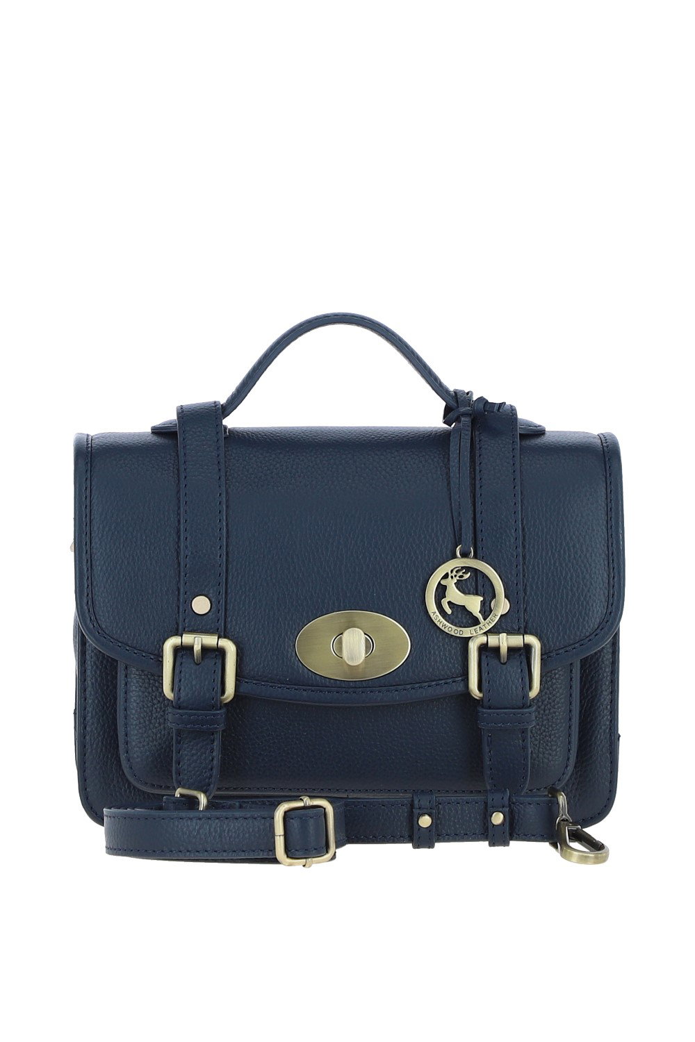 Navy Ashwood Leather Navy Stylish Real Leather Large Satchel Bag, Image 1 of 4