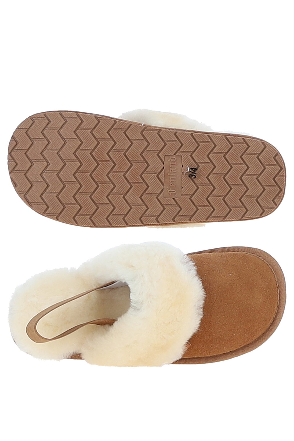 Tan Real Sheepskin Slippers with Heel Strap, Image 3 of 3